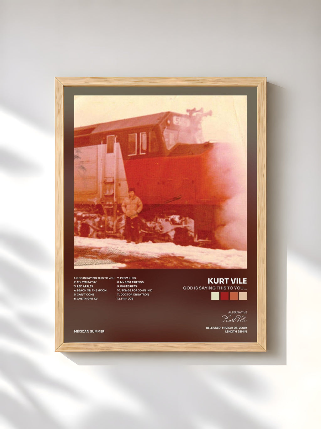 #bois Tableau de l'album God Is Saying This to You… de Kurt Vile, cadre en bois brut, imprimé et encadré en France