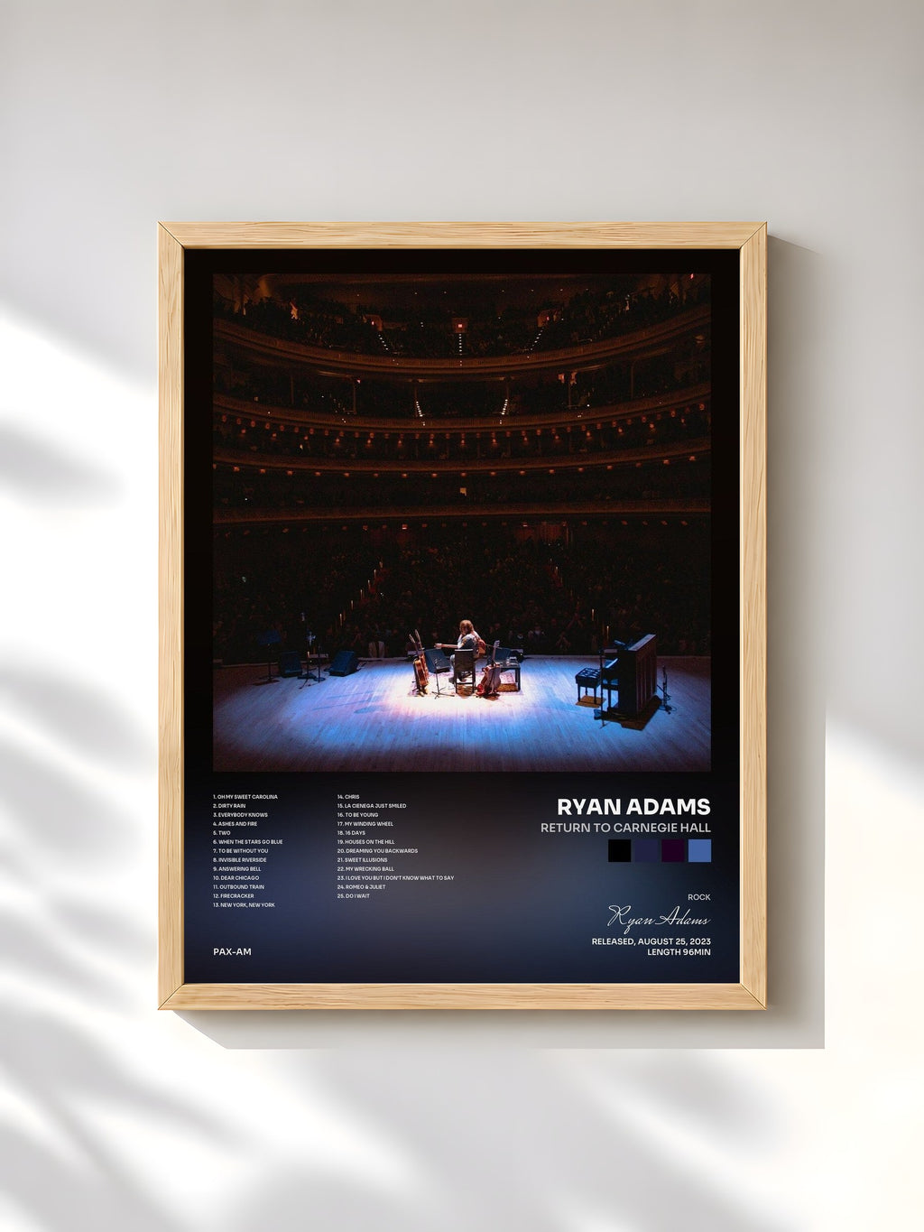 #bois Tableau de l'album Return to Carnegie Hall de Ryan Adams, cadre en bois brut, imprimé et encadré en France