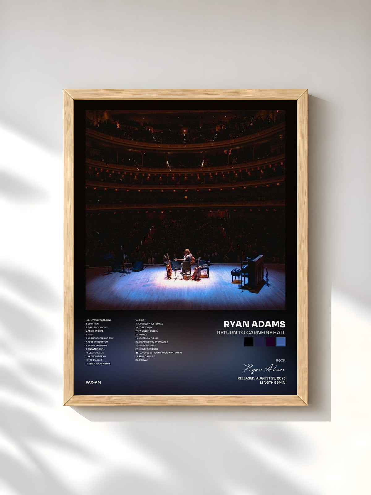 #bois Tableau de l'album Return to Carnegie Hall de Ryan Adams, cadre en bois brut, imprimé et encadré en France