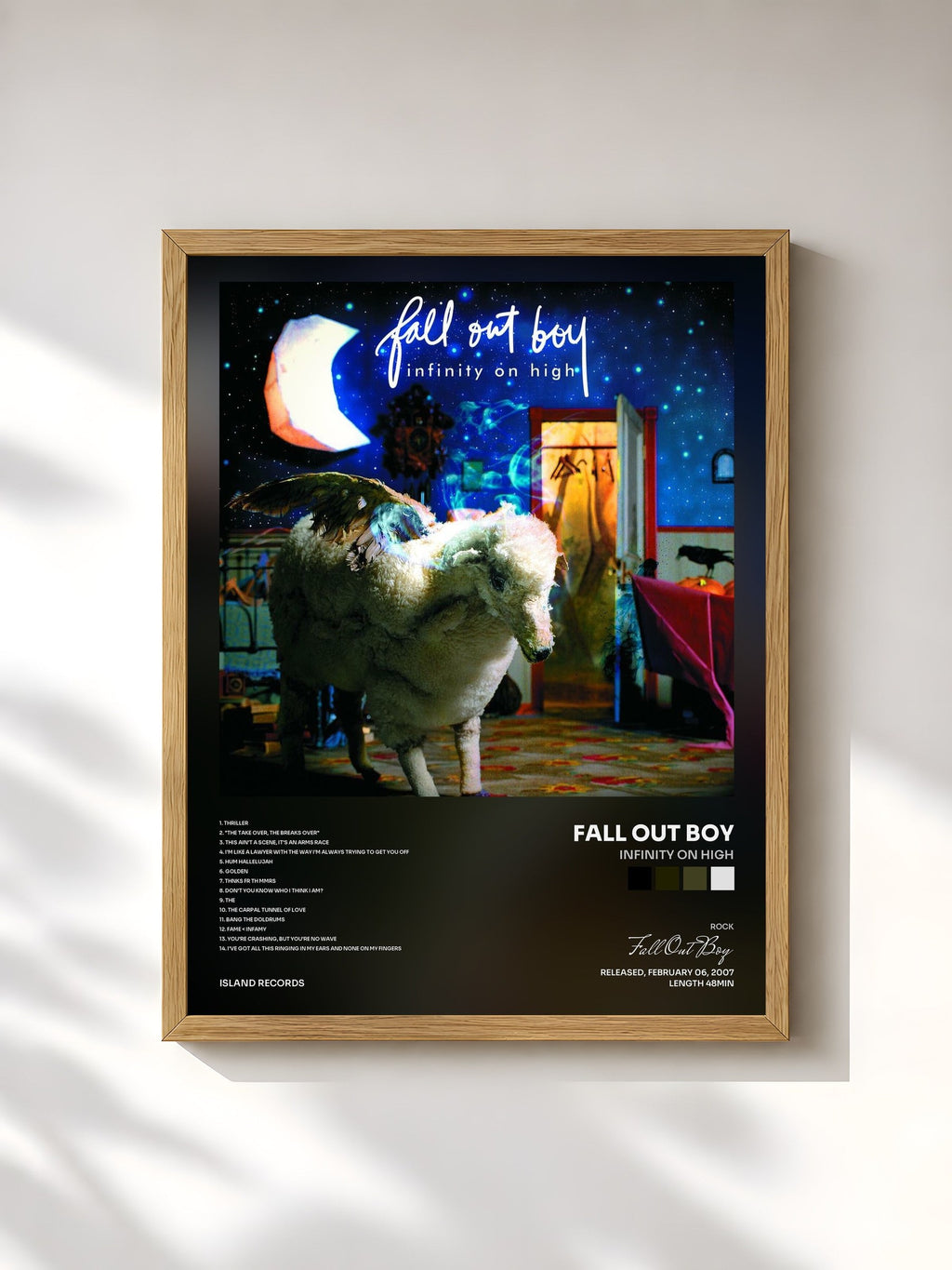 #bois Tableau de l'album Infinity On High de Fall Out Boy, cadre en bois brut, imprimé et encadré en France
