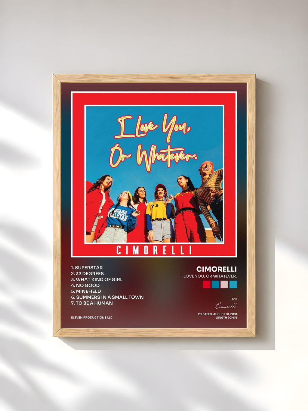 #bois Tableau de l'album I Love You, or Whatever. de Cimorelli, cadre en bois brut, imprimé et encadré en France