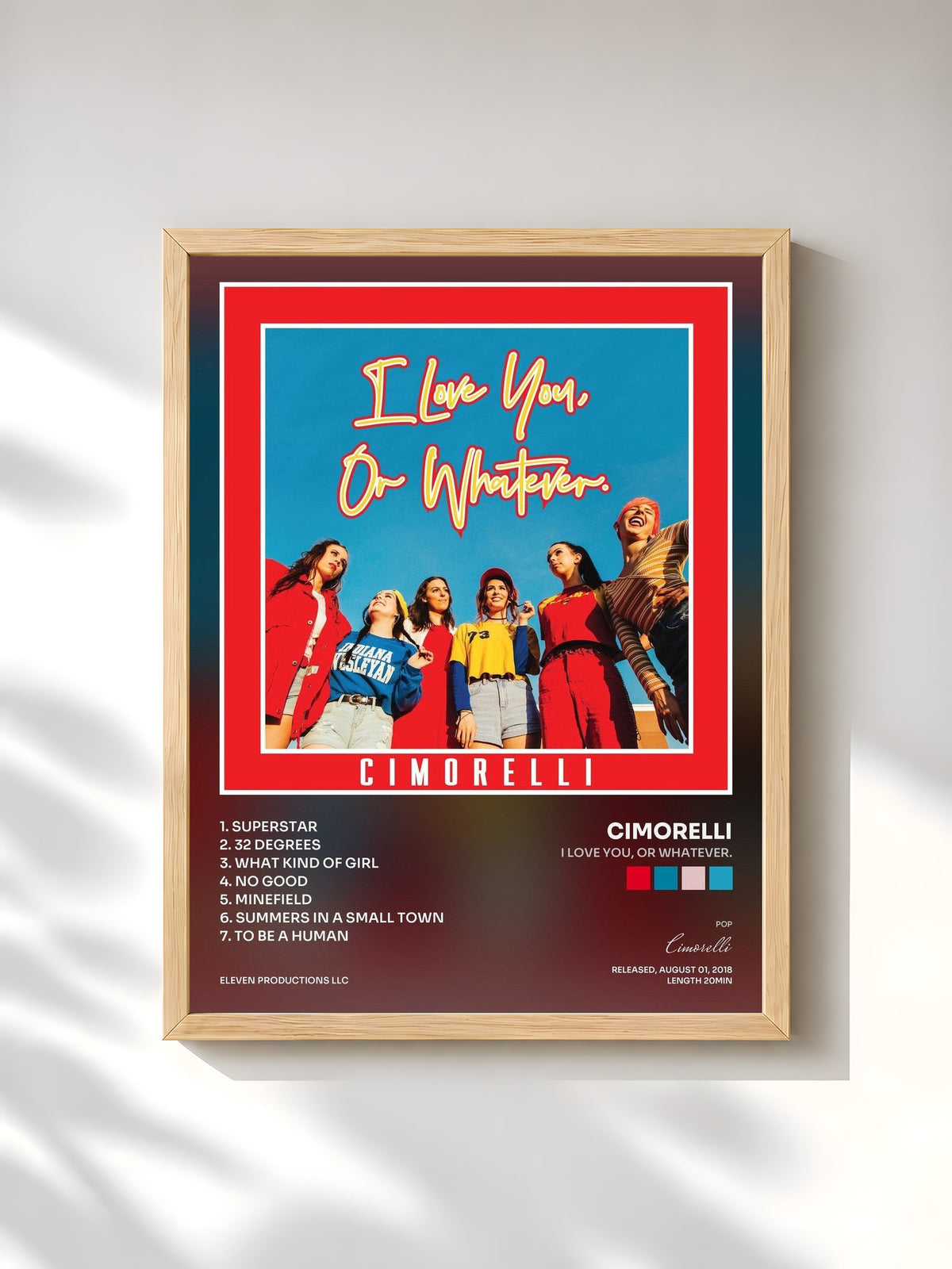 #bois Tableau de l'album I Love You, or Whatever. de Cimorelli, cadre en bois brut, imprimé et encadré en France