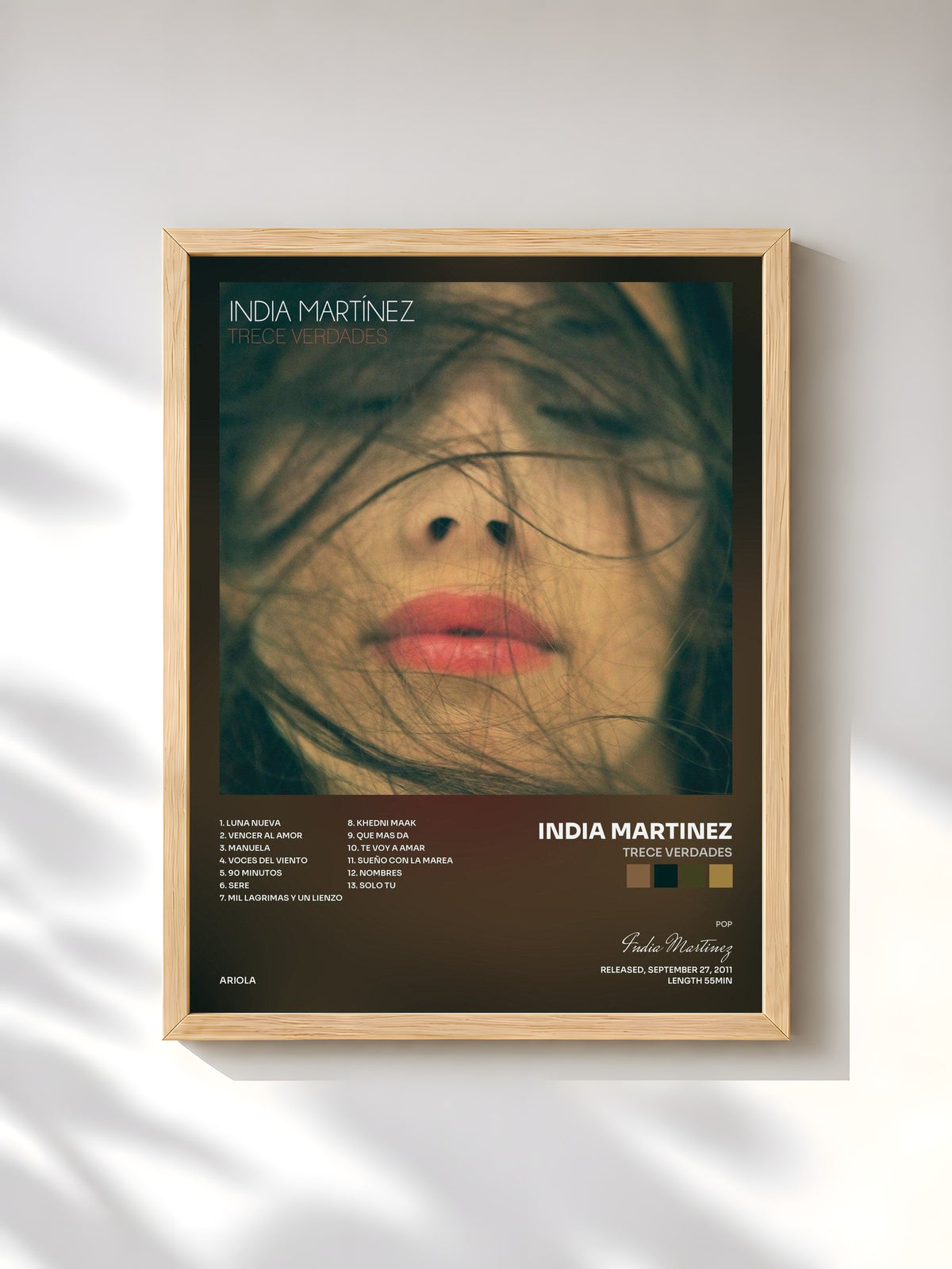 #bois Tableau de l'album Trece Verdades de India Martinez, cadre en bois brut, imprimé et encadré en France