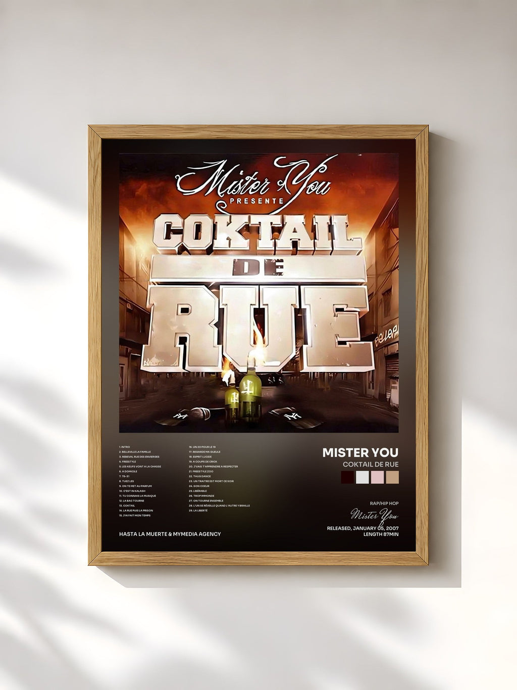 #bois Tableau de l'album Coktail De Rue de Mister You, cadre en bois brut, imprimé et encadré en France