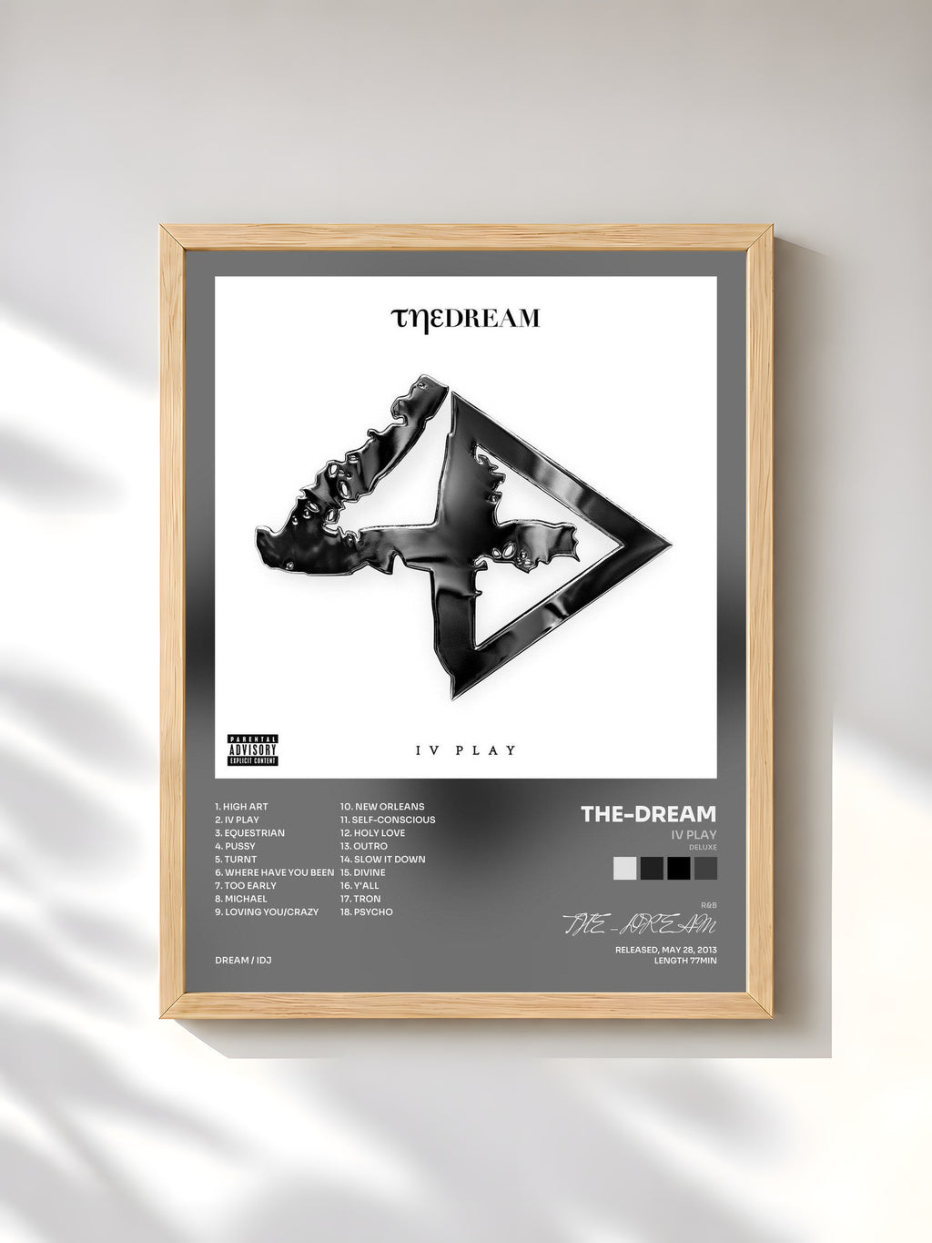 #bois Tableau de l'album IV Play (Deluxe) de THE-DREAM, cadre en bois brut, imprimé et encadré en France