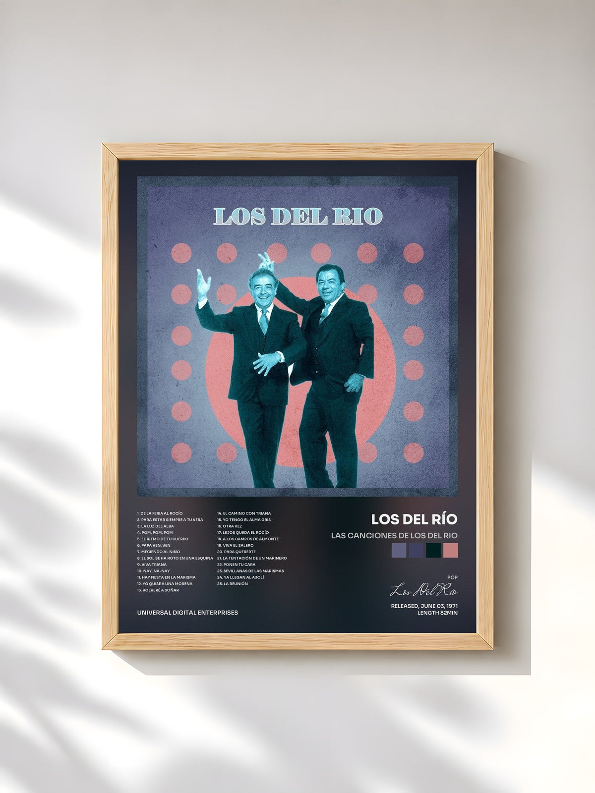 #bois Tableau de l'album Las Canciones de Los del Rio de Los Del Río, cadre en bois brut, imprimé et encadré en France