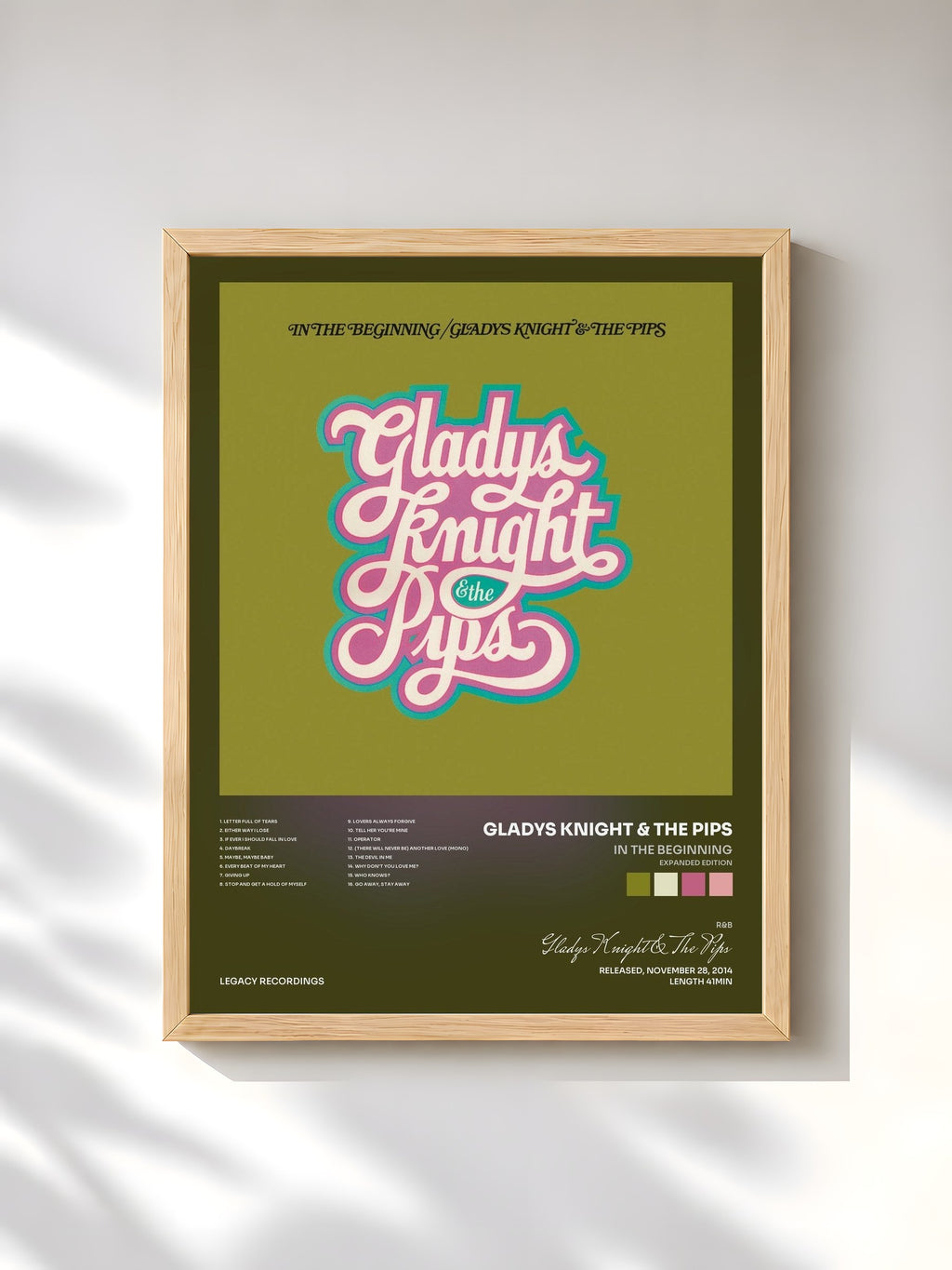 #bois Tableau de l'album In The Beginning (Expanded Edition) de Gladys Knight & The Pips, cadre en bois brut, imprimé et encadré en France