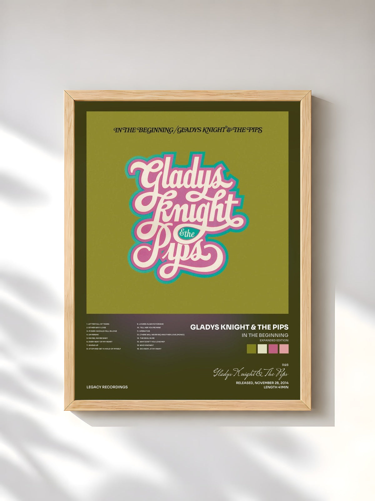 #bois Tableau de l'album In The Beginning (Expanded Edition) de Gladys Knight & The Pips, cadre en bois brut, imprimé et encadré en France