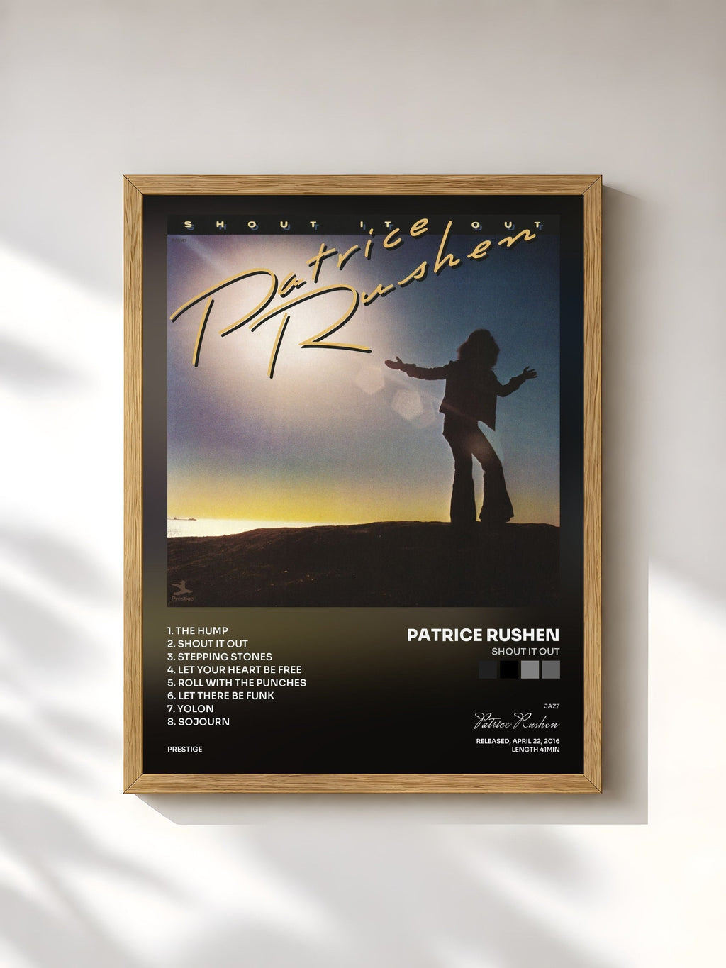#bois Tableau de l'album Shout It Out de Patrice Rushen, cadre en bois brut, imprimé et encadré en France