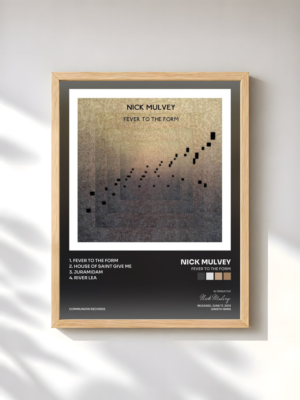 #bois Tableau de l'album Fever To The Form de Nick Mulvey, cadre en bois brut, imprimé et encadré en France