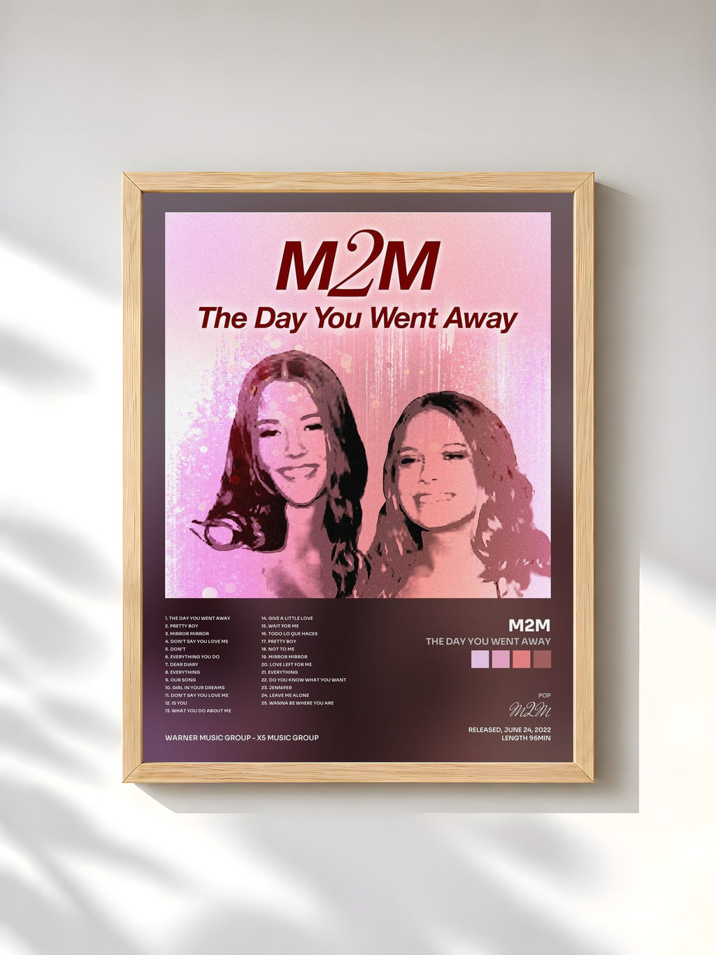 #bois Tableau de l'album The Day You Went Away de M2M, cadre en bois brut, imprimé et encadré en France