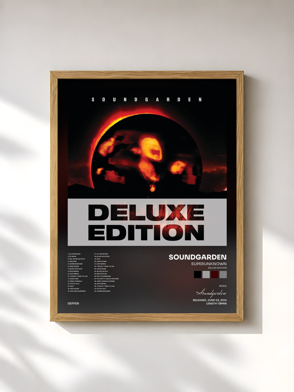 #bois Tableau de l'album Superunknown (Deluxe Edition) de Soundgarden, cadre en bois brut, imprimé et encadré en France