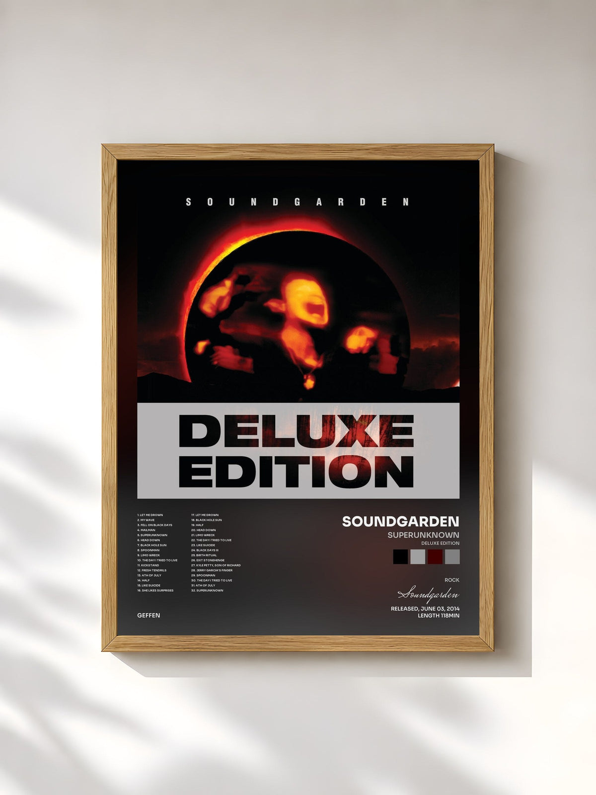 #bois Tableau de l'album Superunknown (Deluxe Edition) de Soundgarden, cadre en bois brut, imprimé et encadré en France