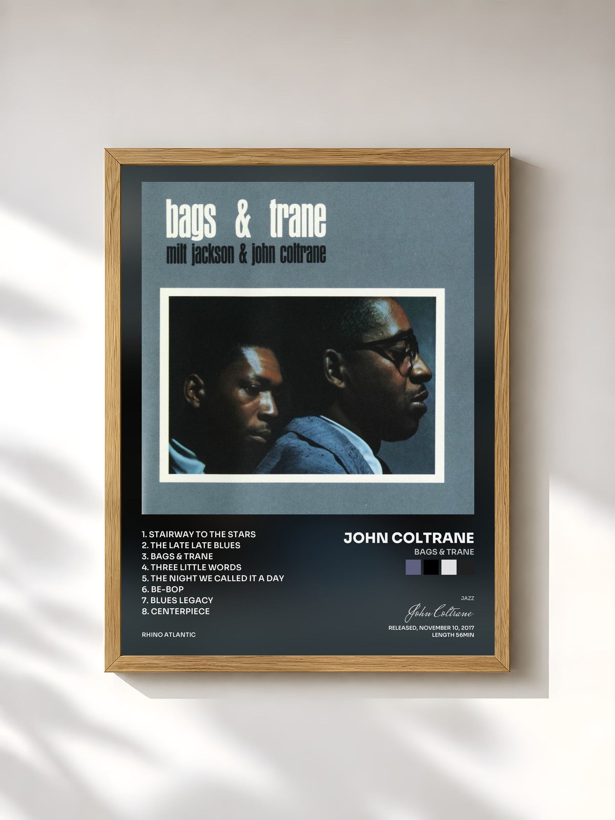 #bois Tableau de l'album Bags & Trane de John Coltrane, cadre en bois brut, imprimé et encadré en France