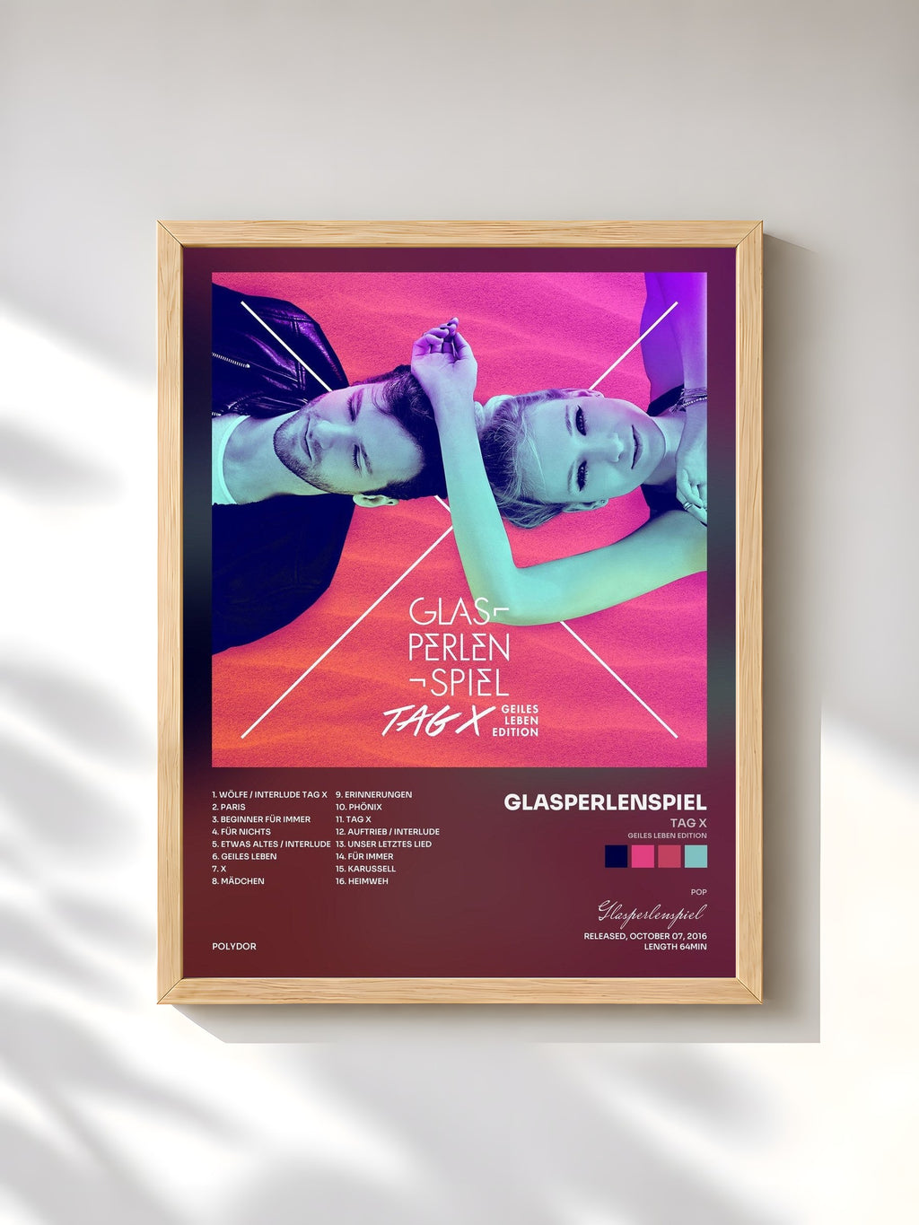 #bois Tableau de l'album Tag X (Geiles Leben Edition) de Glasperlenspiel, cadre en bois brut, imprimé et encadré en France