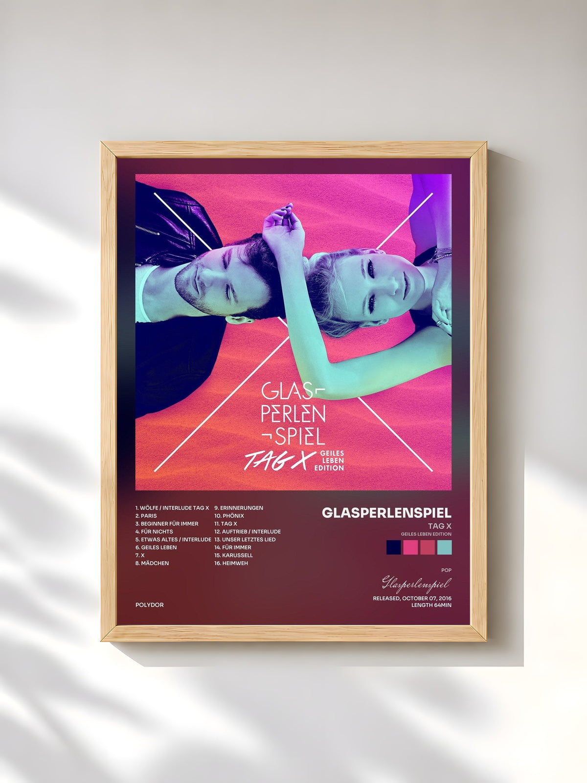 #bois Tableau de l'album Tag X (Geiles Leben Edition) de Glasperlenspiel, cadre en bois brut, imprimé et encadré en France