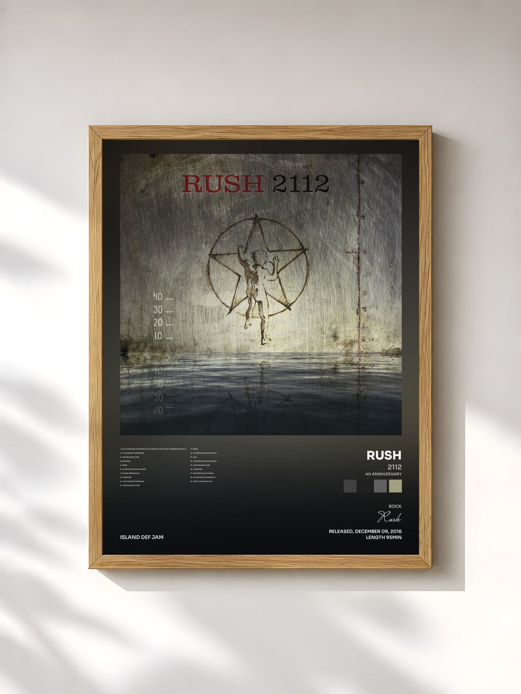 #bois Tableau de l'album 2112 (40 Anniversary) de Rush, cadre en bois brut, imprimé et encadré en France
