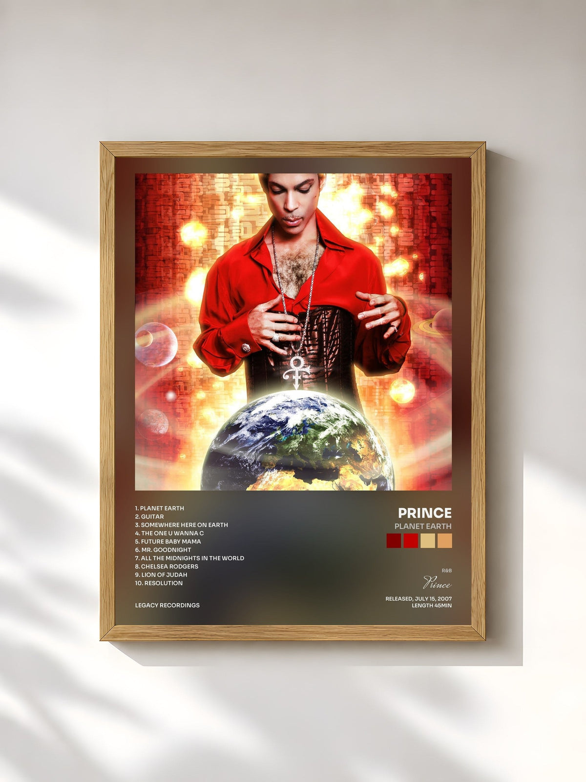#bois Tableau de l'album Planet Earth de Prince, cadre en bois brut, imprimé et encadré en France