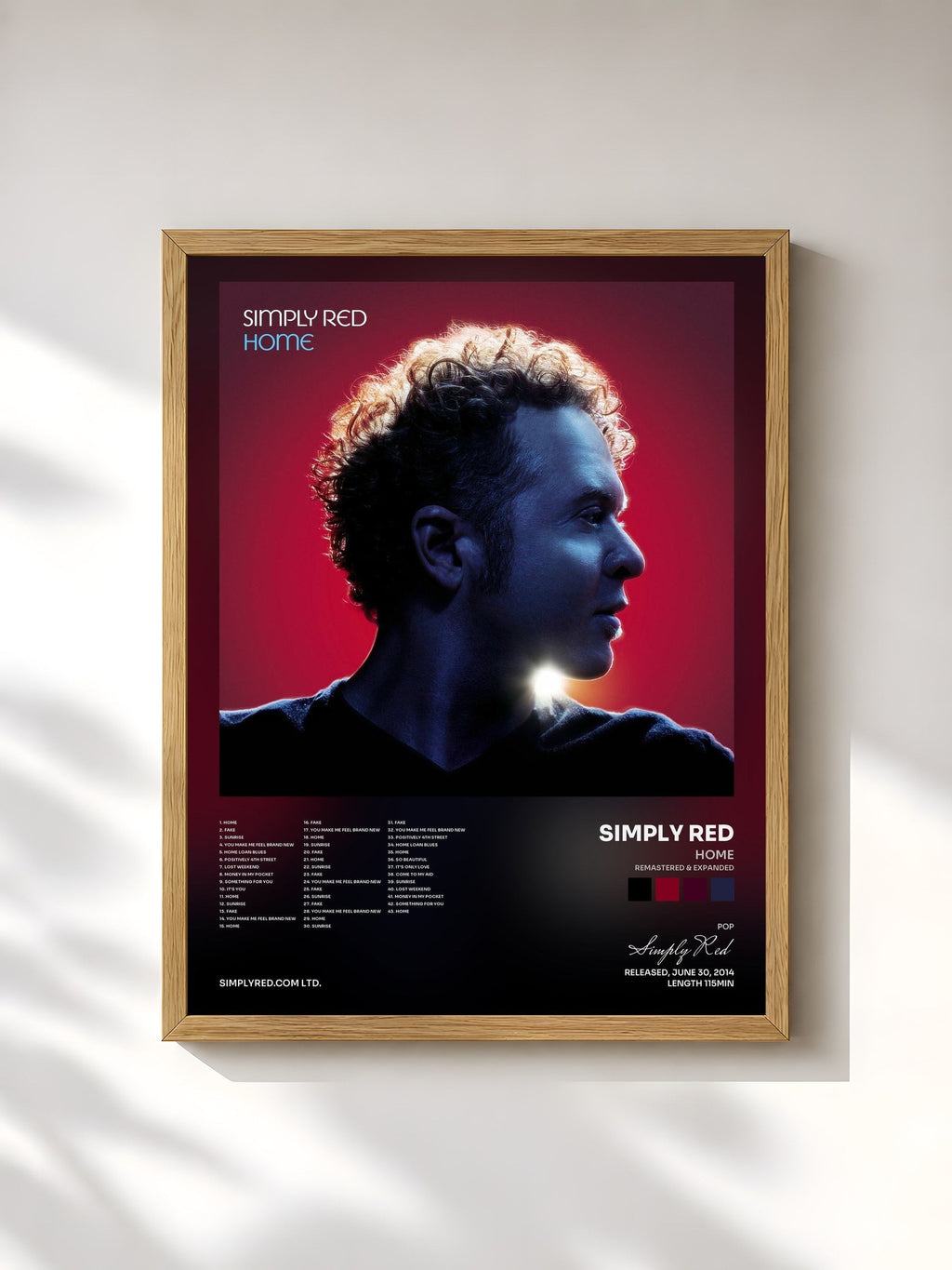 #bois Tableau de l'album Home (Remastered & Expanded) de Simply Red, cadre en bois brut, imprimé et encadré en France