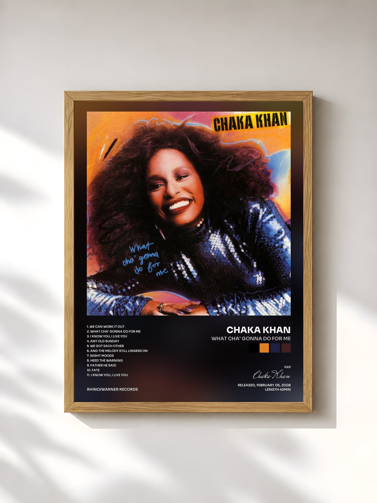 #bois Tableau de l'album What Cha' Gonna Do for Me de Chaka Khan, cadre en bois brut, imprimé et encadré en France