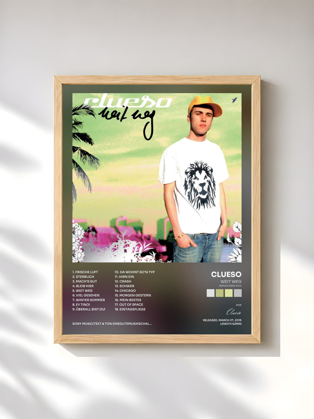 #bois Tableau de l'album Weit weg (Remastered 2014) de Clueso, cadre en bois brut, imprimé et encadré en France