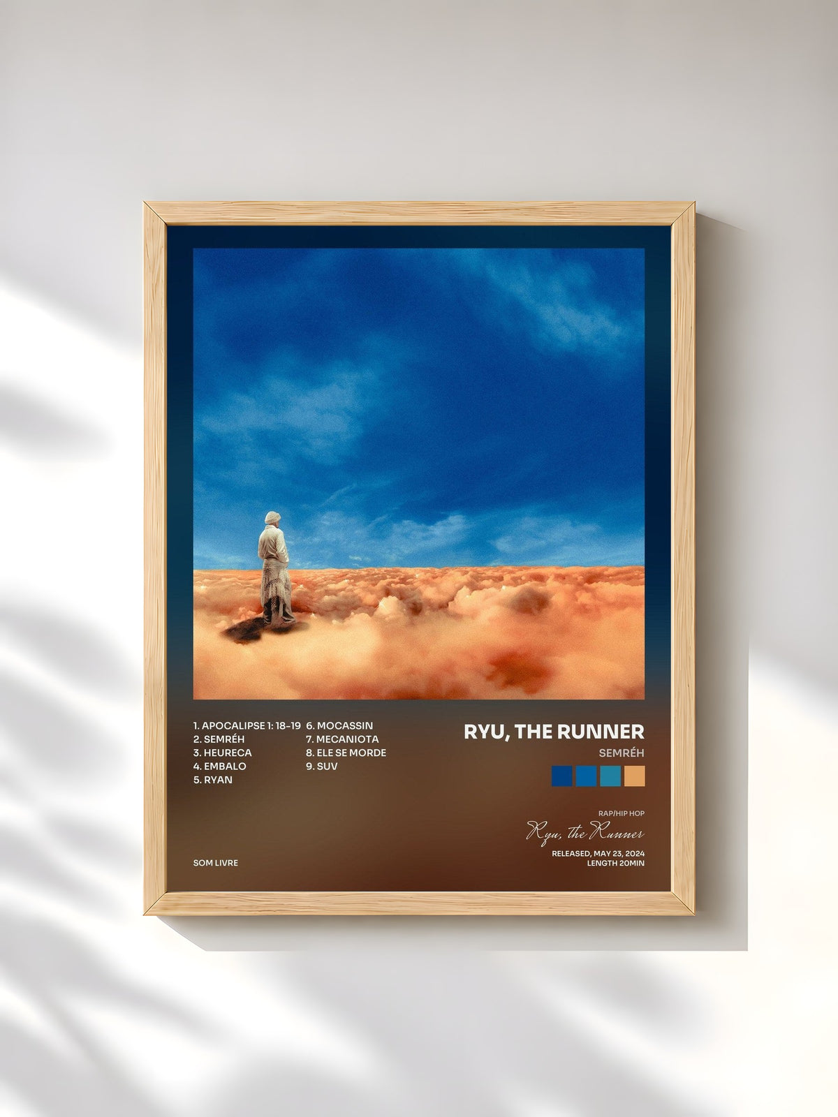 #bois Tableau de l'album SEMRÉH de Ryu, the Runner, cadre en bois brut, imprimé et encadré en France