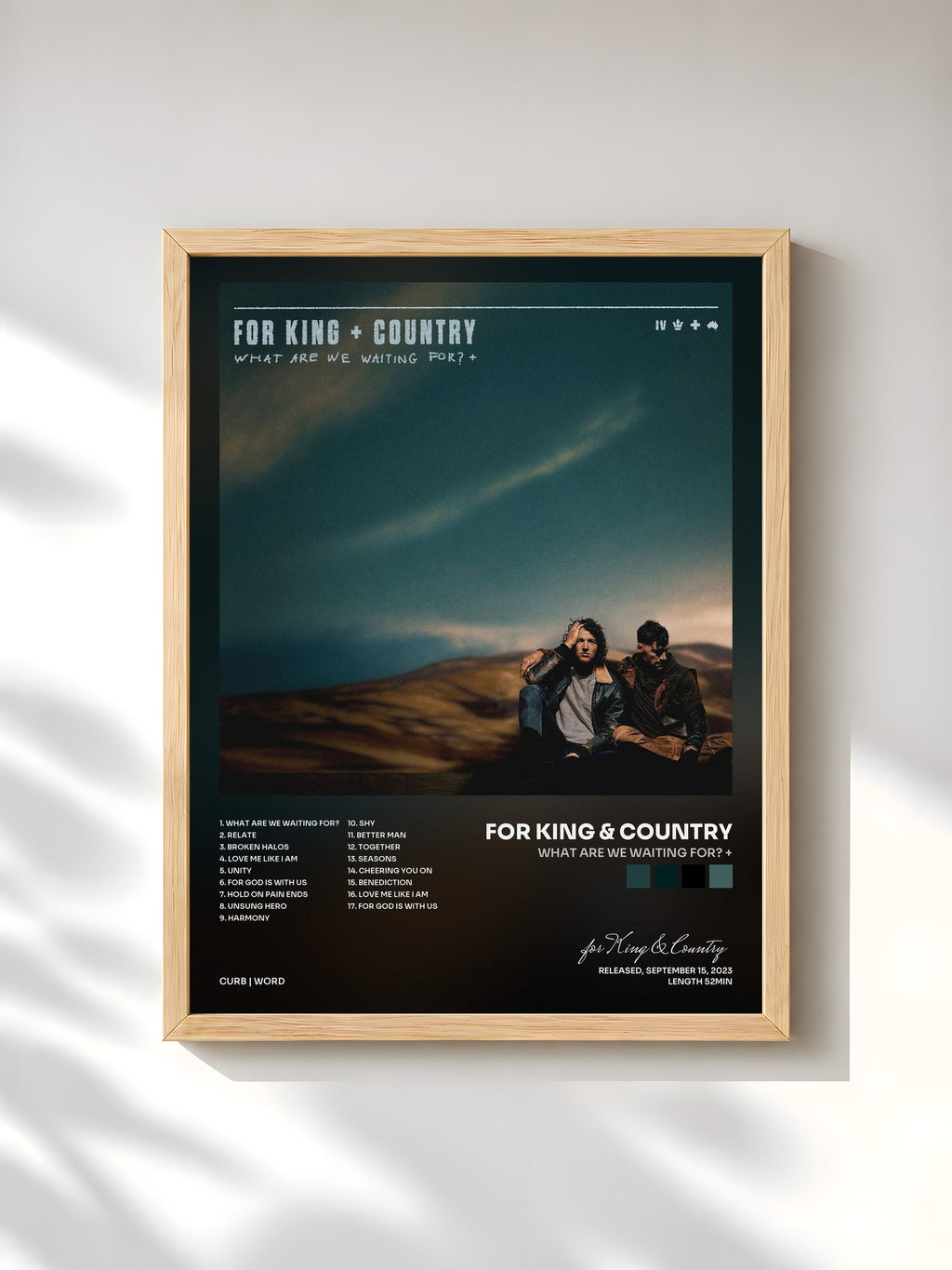 #bois Tableau de l'album What Are We Waiting For? + de for King & Country, cadre en bois brut, imprimé et encadré en France