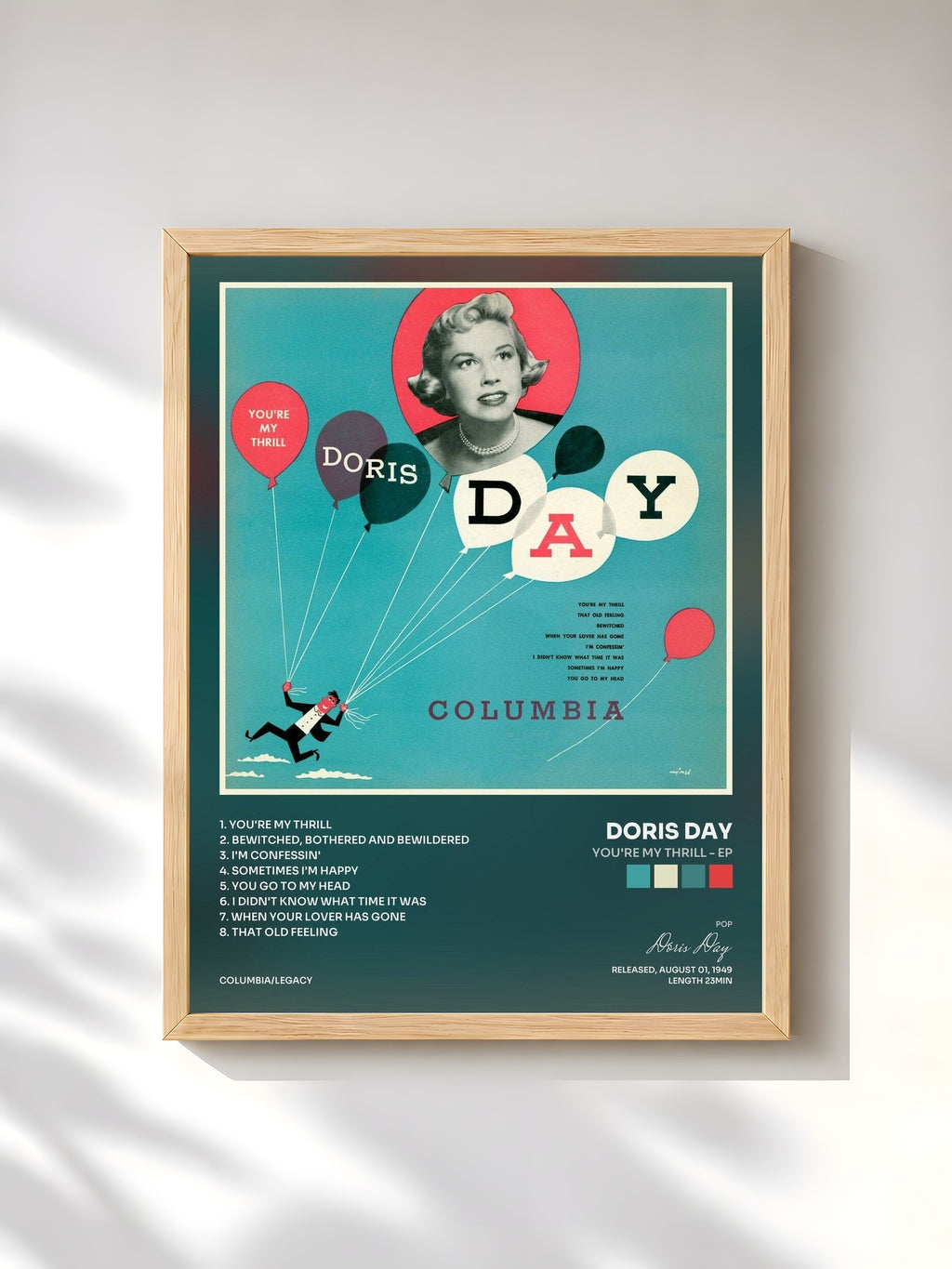 #bois Tableau de l'album You're My Thrill - EP de Doris Day, cadre en bois brut, imprimé et encadré en France