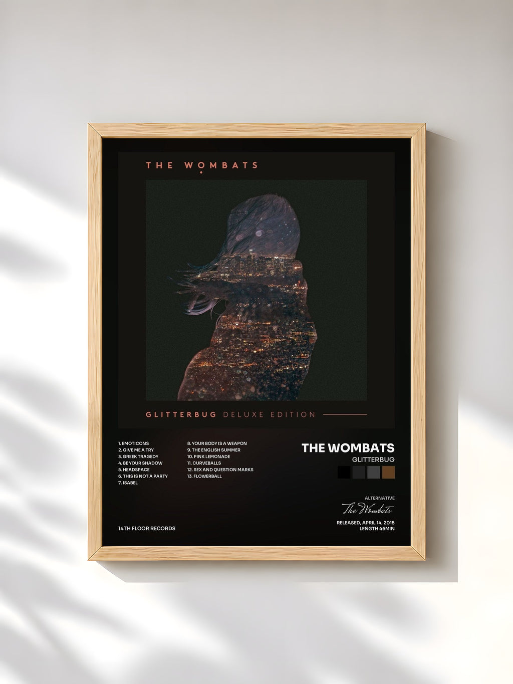 #bois Tableau de l'album Glitterbug de The Wombats, cadre en bois brut, imprimé et encadré en France