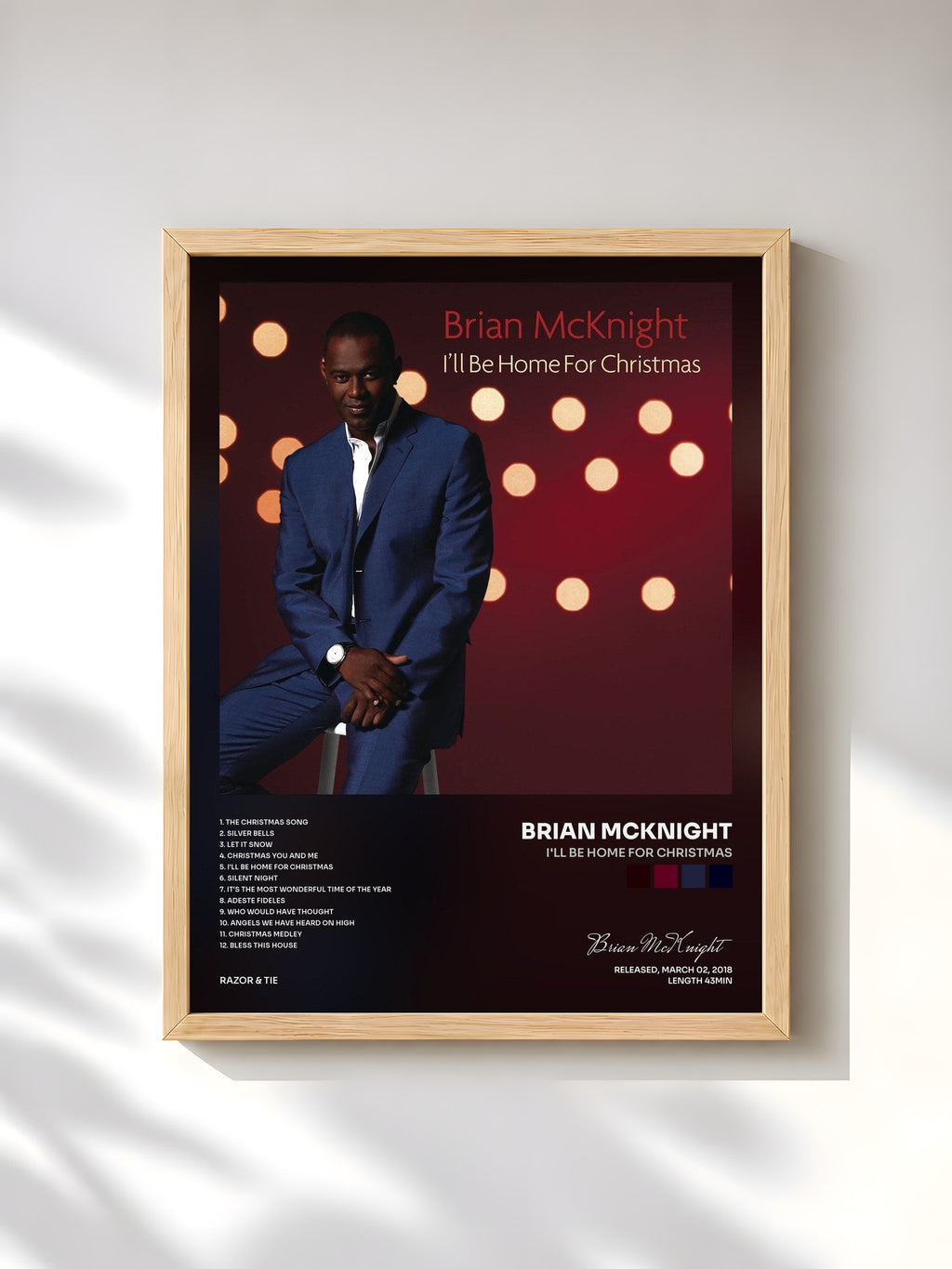 #bois Tableau de l'album I'll Be Home For Christmas de Brian McKnight, cadre en bois brut, imprimé et encadré en France