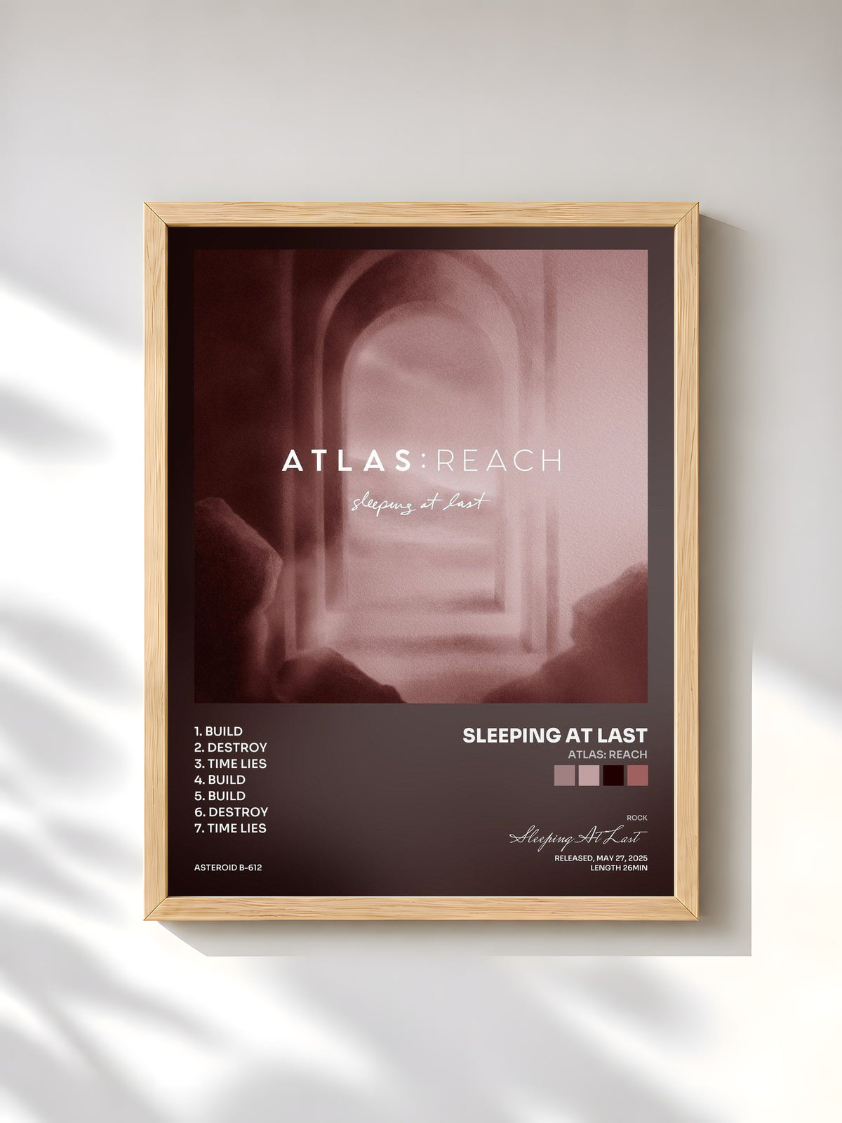 #bois Tableau de l'album Atlas: Reach de Sleeping At Last, cadre en bois brut, imprimé et encadré en France