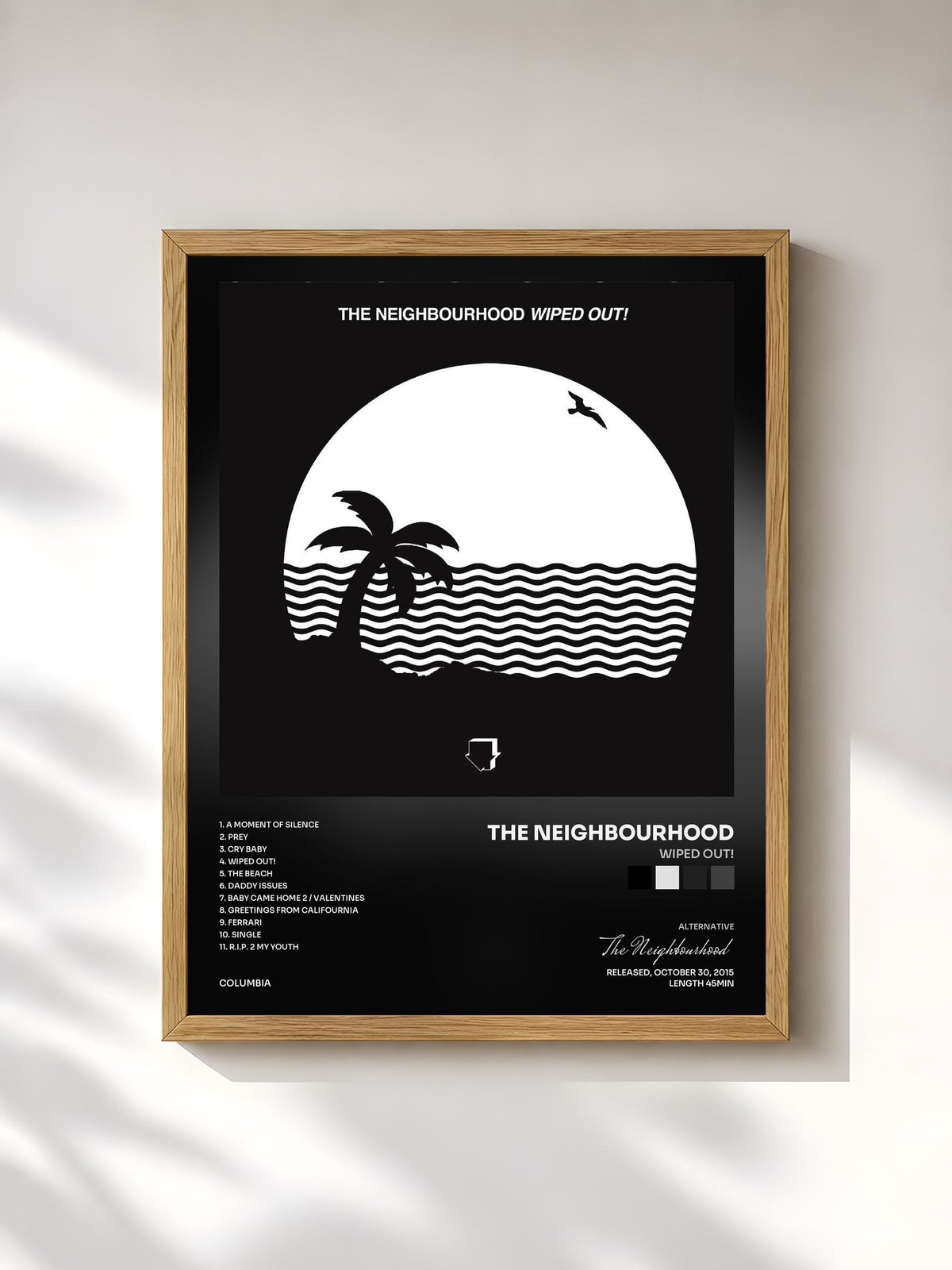 #bois Tableau de l'album Wiped Out! de The Neighbourhood, cadre en bois brut, imprimé et encadré en France