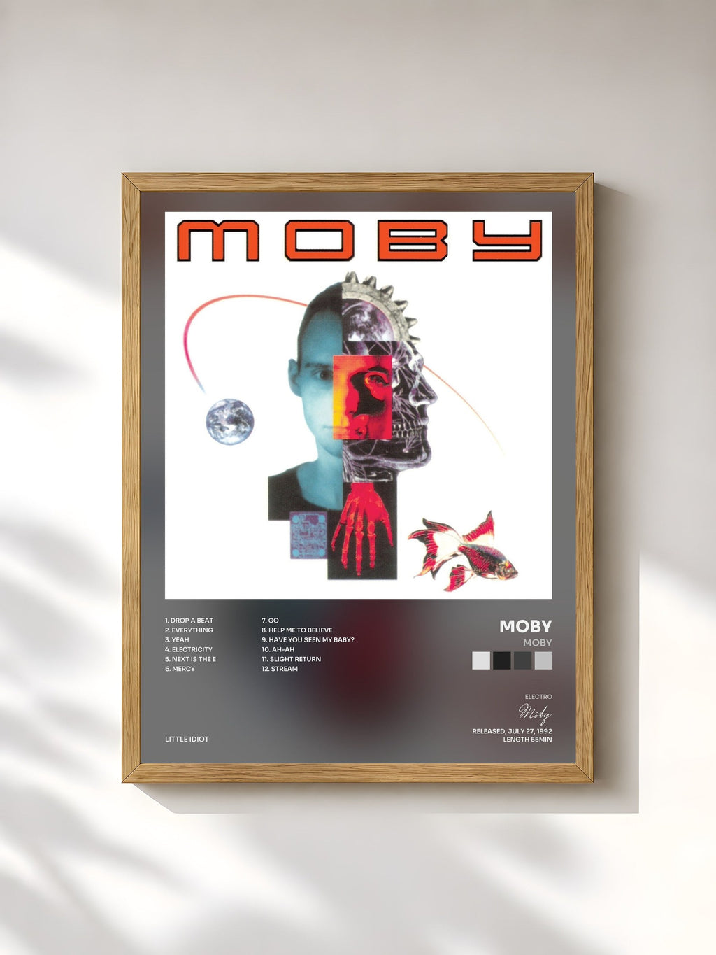 #bois Tableau de l'album Moby de Moby, cadre en bois brut, imprimé et encadré en France