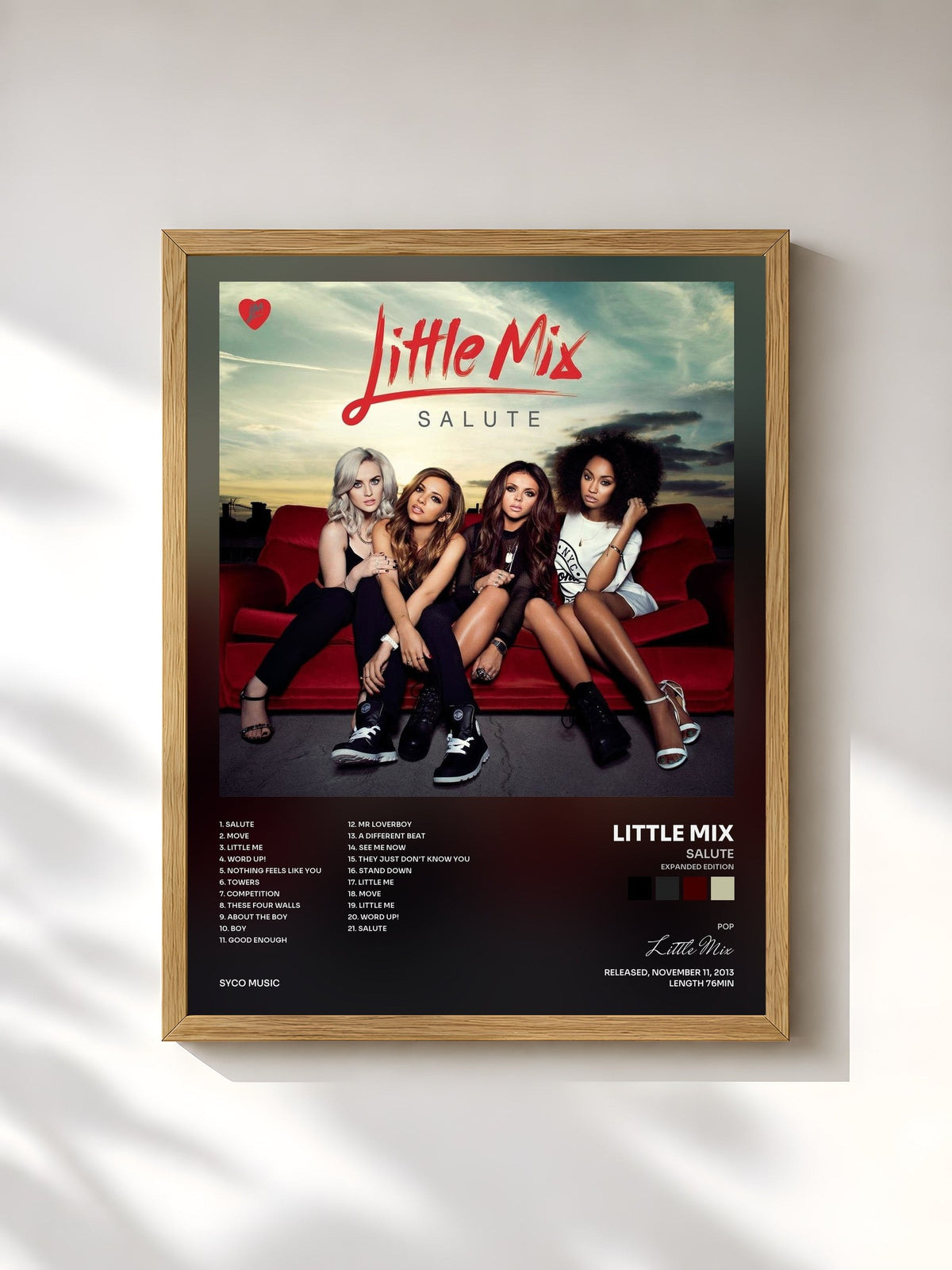 #bois Tableau de l'album Salute (Expanded Edition) de Little Mix, cadre en bois brut, imprimé et encadré en France