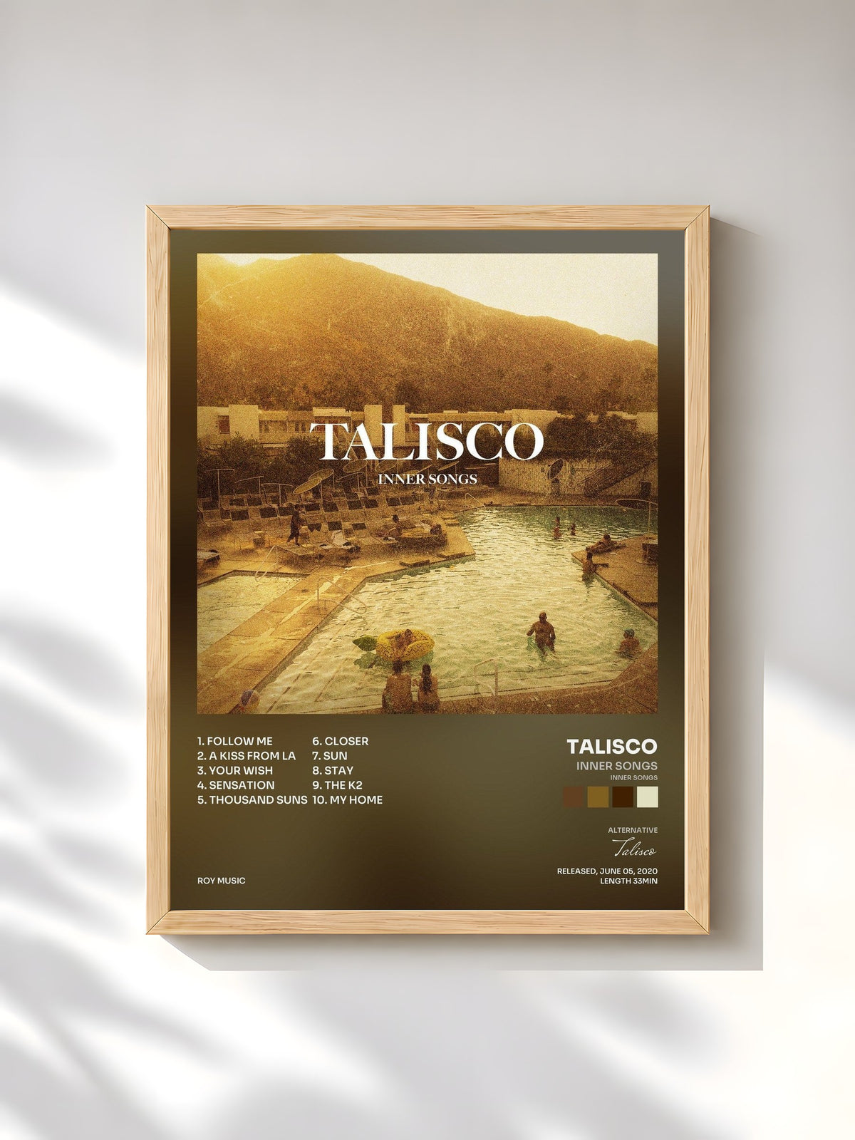 #bois Tableau de l'album Inner Songs (Inner Songs) de Talisco, cadre en bois brut, imprimé et encadré en France