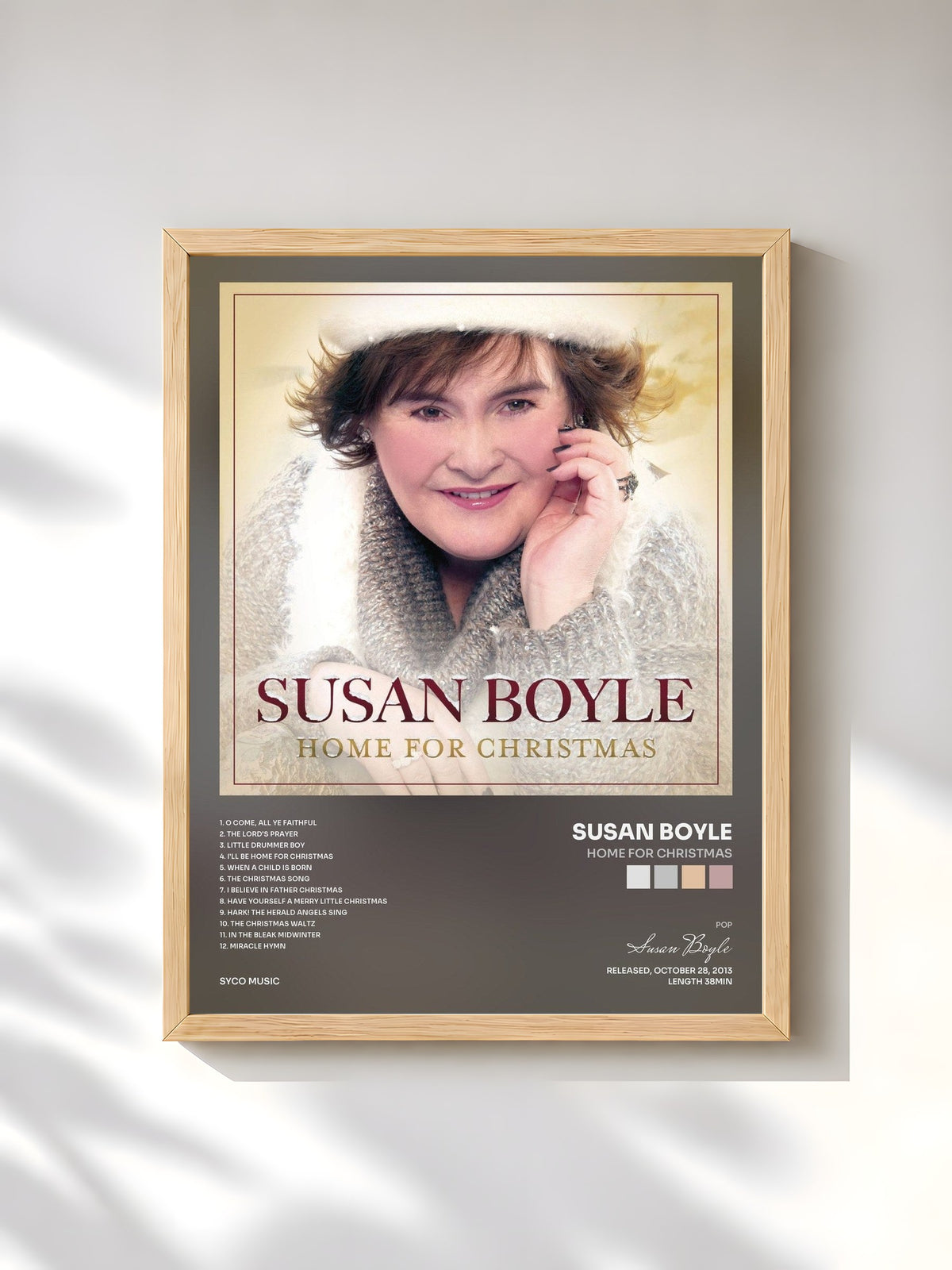 #bois Tableau de l'album Home for Christmas de Susan Boyle, cadre en bois brut, imprimé et encadré en France