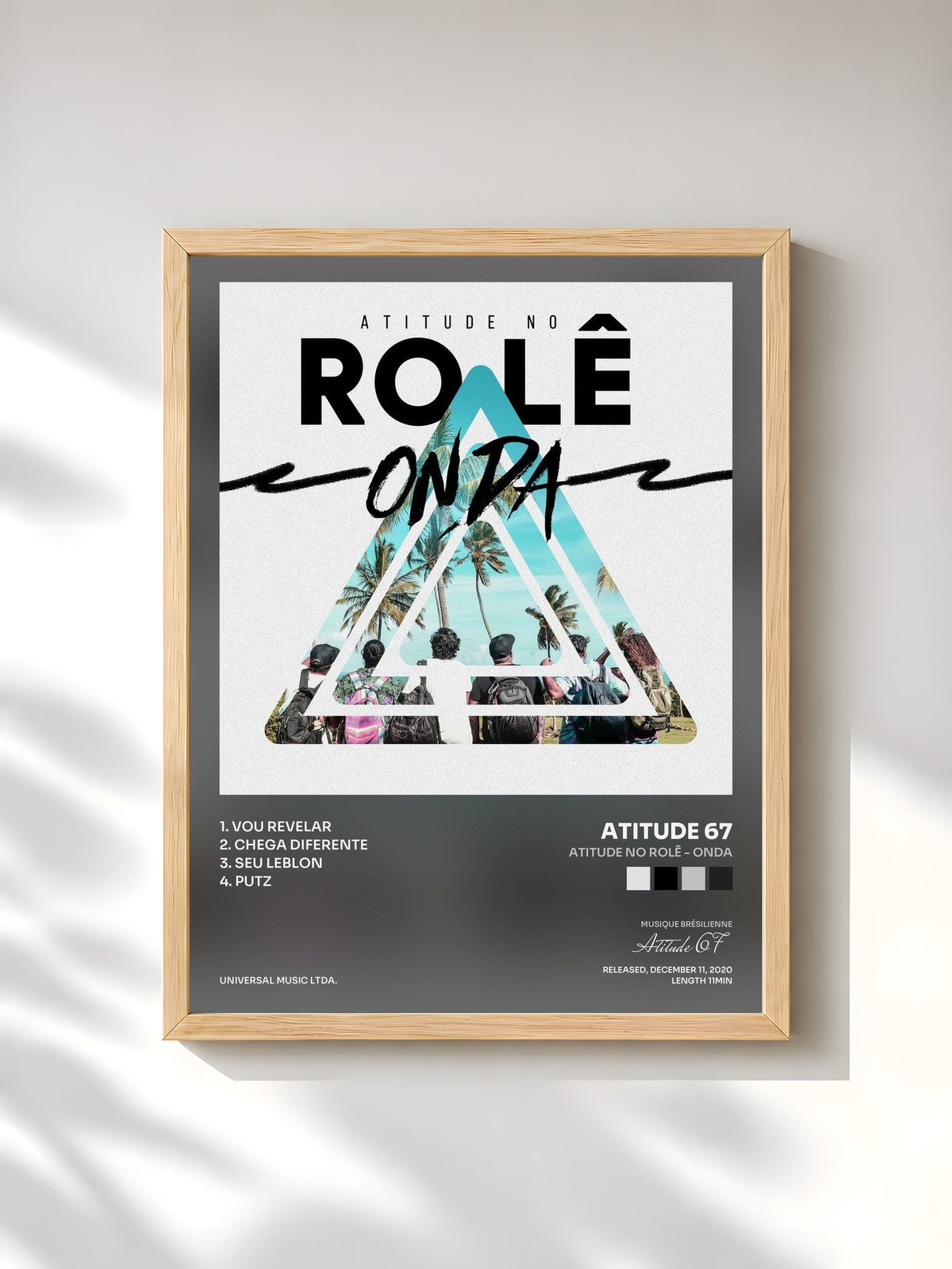 #bois Tableau de l'album Atitude No Rolê - Onda de Atitude 67, cadre en bois brut, imprimé et encadré en France