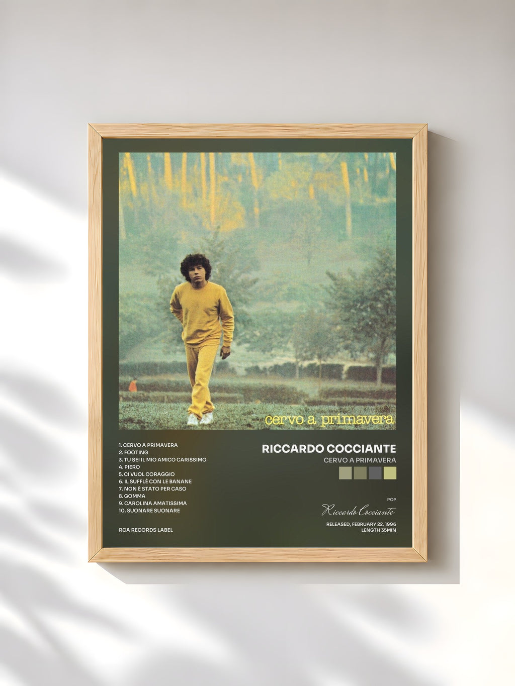 #bois Tableau de l'album Cervo A Primavera de Riccardo Cocciante, cadre en bois brut, imprimé et encadré en France