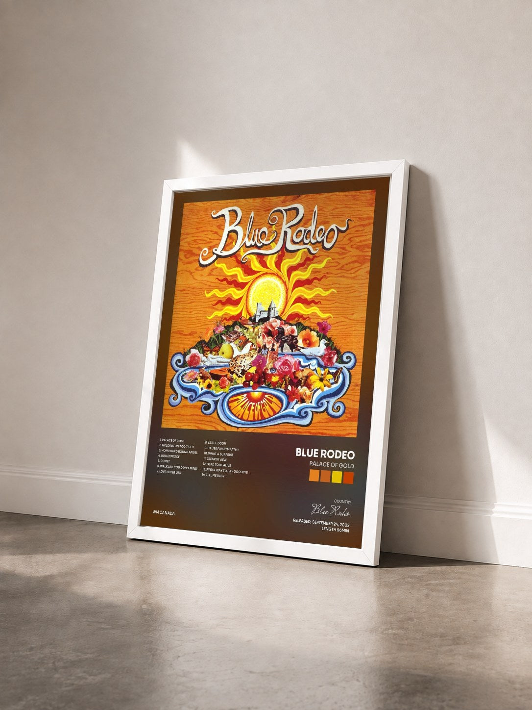 #blanc Tableau de l'album Palace of Gold de Blue Rodeo vu de trois quarts, cadre blanc