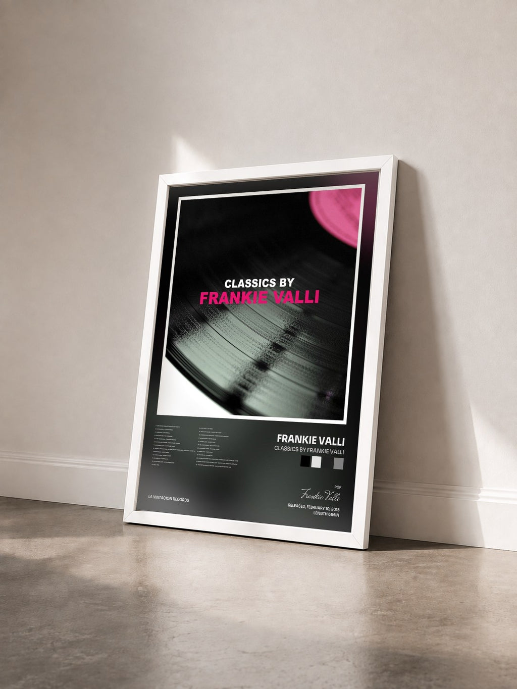 #blanc Tableau de l'album Classics by Frankie Valli de Frankie Valli vu de trois quarts, cadre blanc