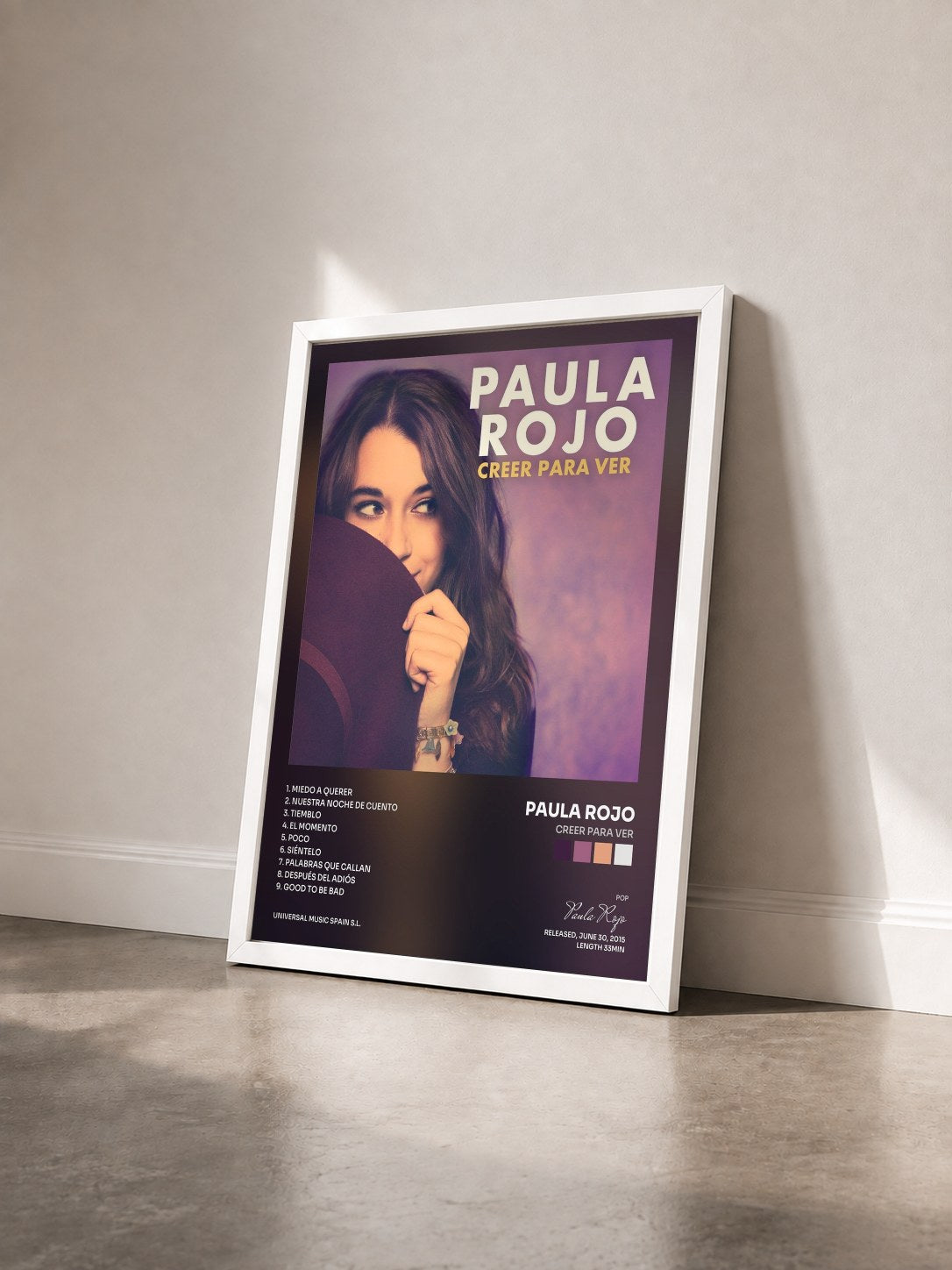 #blanc Tableau de l'album Creer Para Ver de Paula Rojo vu de trois quarts, cadre blanc