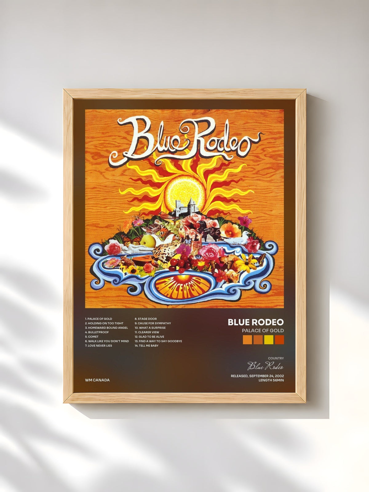 #bois Tableau de l'album Palace of Gold de Blue Rodeo, cadre en bois brut, imprimé et encadré en France