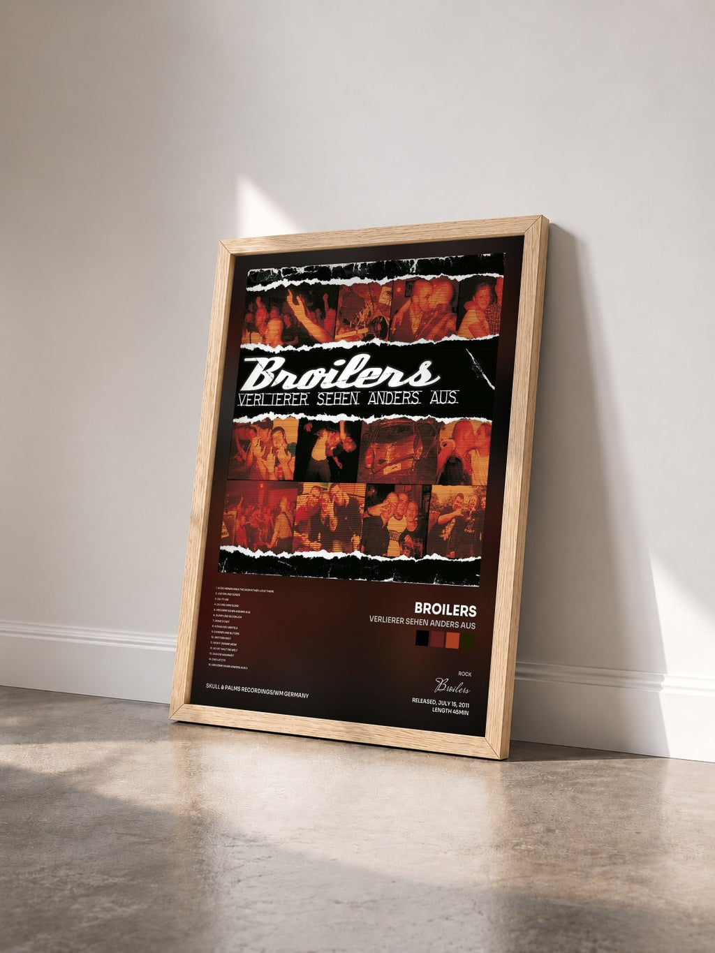#bois Tableau de l'album Verlierer sehen anders aus de Broilers vu de trois quarts, cadre en bois brut
