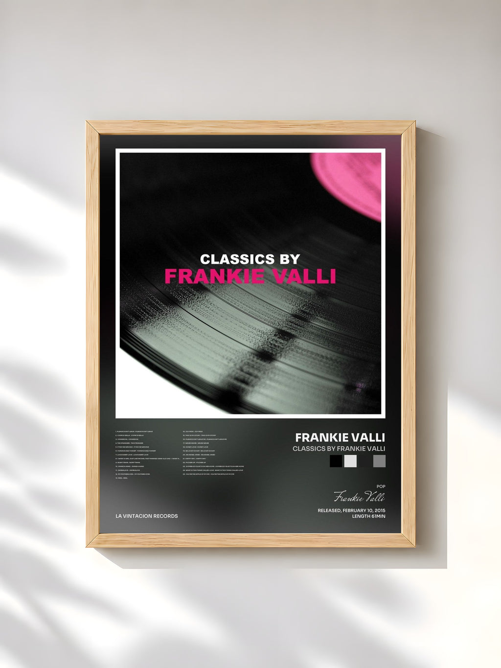 #bois Tableau de l'album Classics by Frankie Valli de Frankie Valli, cadre en bois brut, imprimé et encadré en France