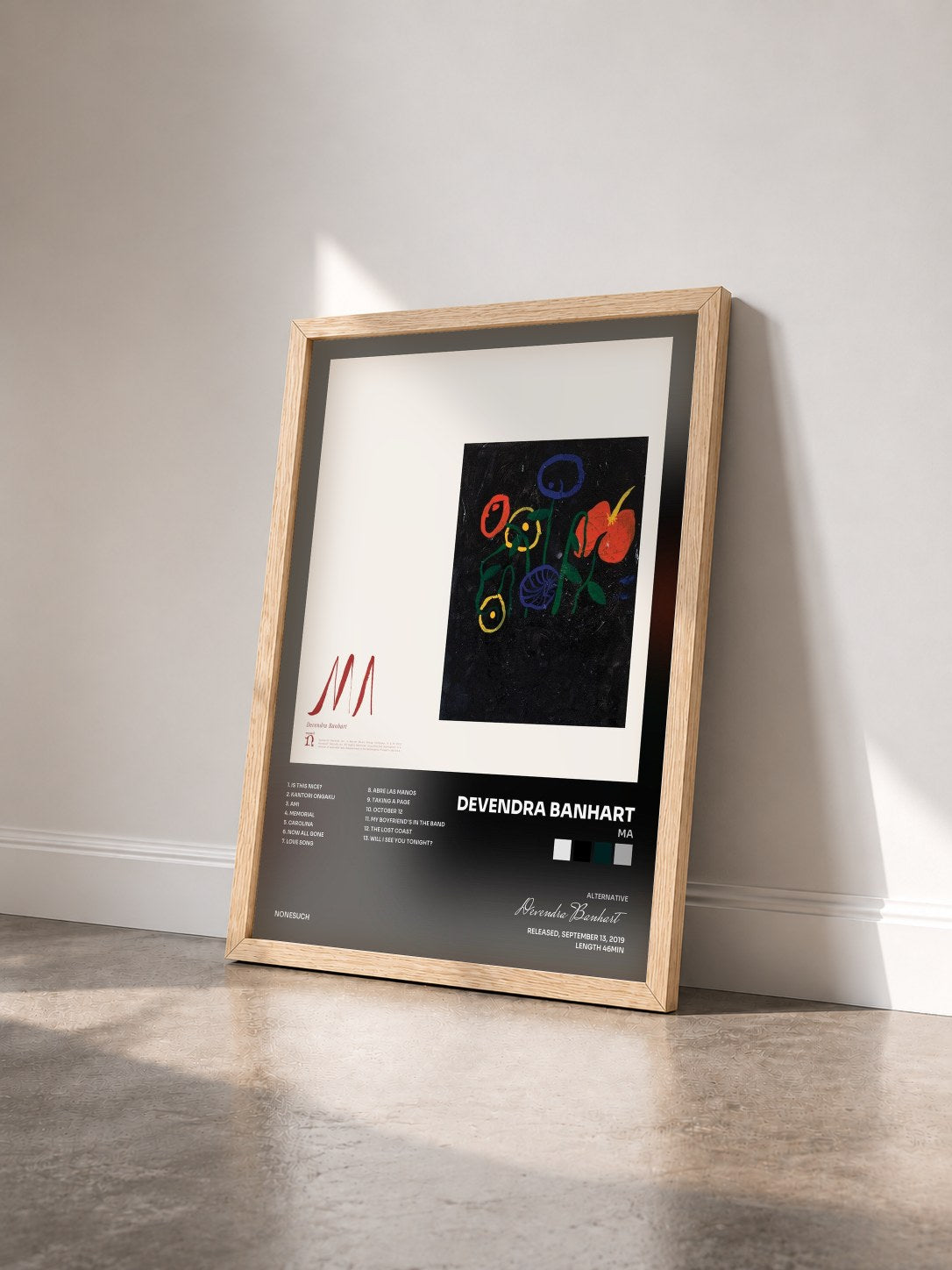 #bois Tableau de l'album Ma de Devendra Banhart vu de trois quarts, cadre en bois brut