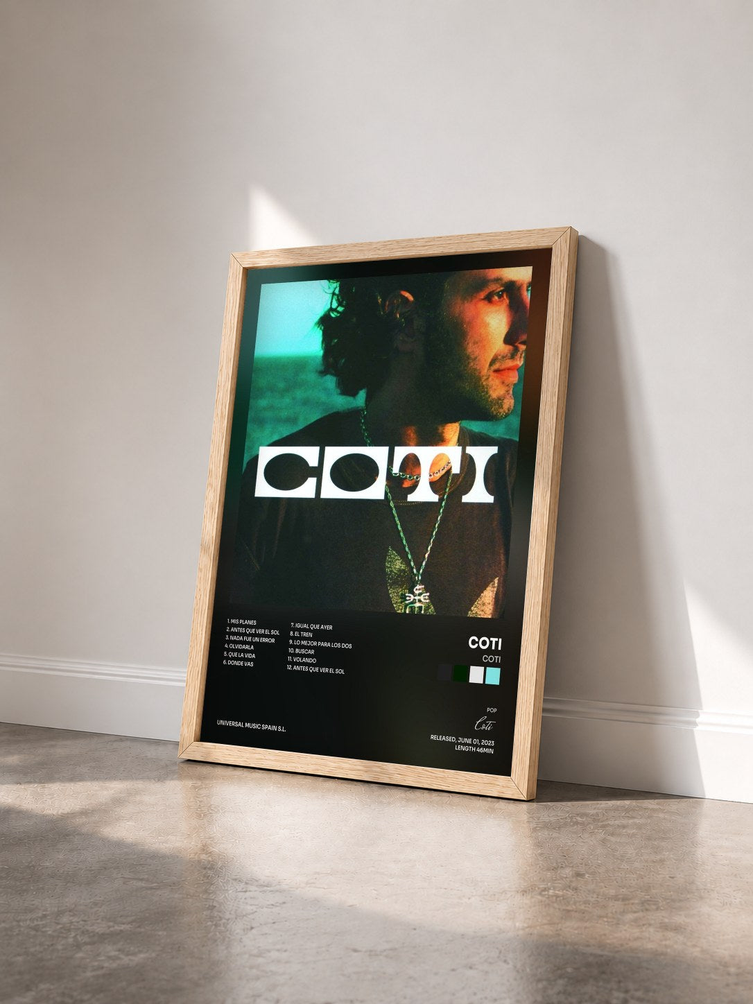 #bois Tableau de l'album Coti de Coti vu de trois quarts, cadre en bois brut