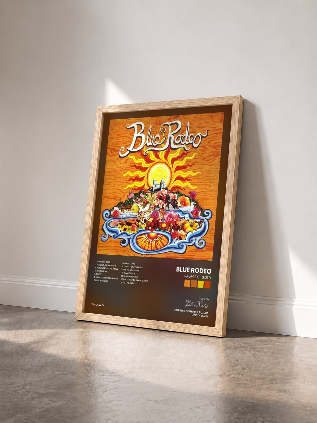 #bois Tableau de l'album Palace of Gold de Blue Rodeo vu de trois quarts, cadre en bois brut
