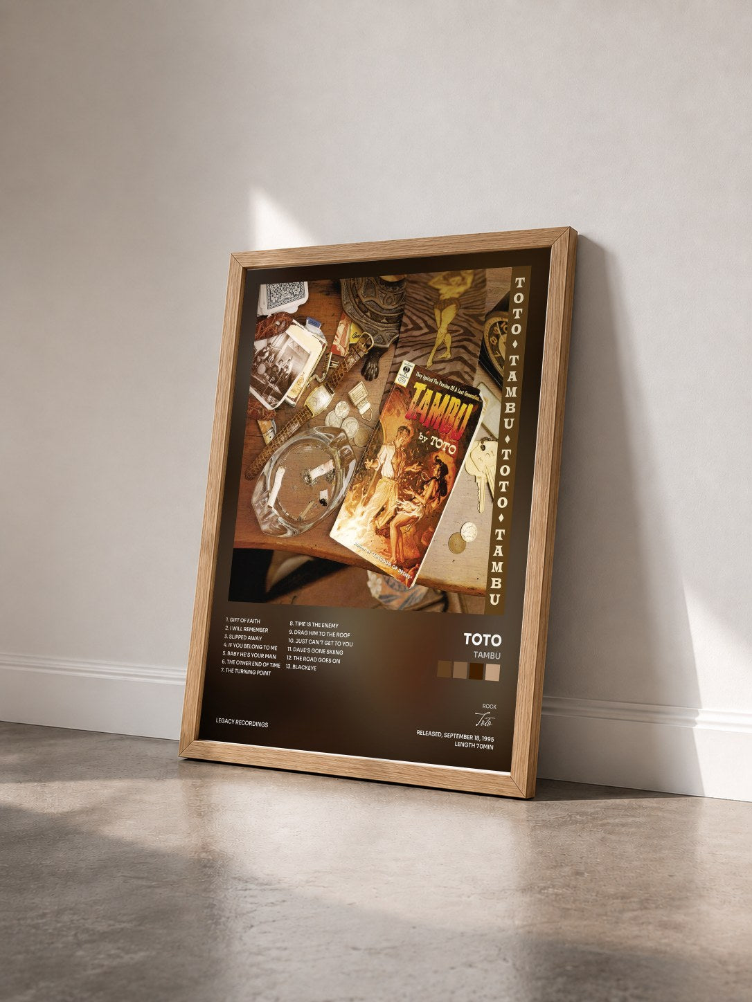 #bois Tableau de l'album Tambu de Toto vu de trois quarts, cadre en bois brut