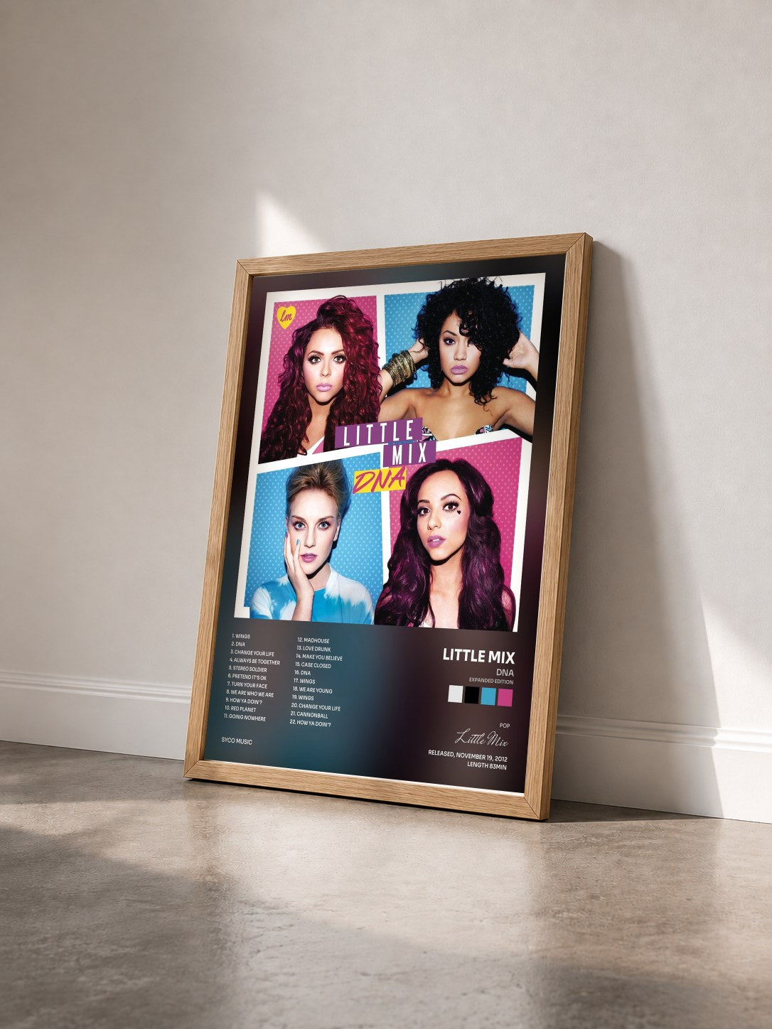 #bois Tableau de l'album DNA (Expanded Edition) de Little Mix vu de trois quarts, cadre en bois brut
