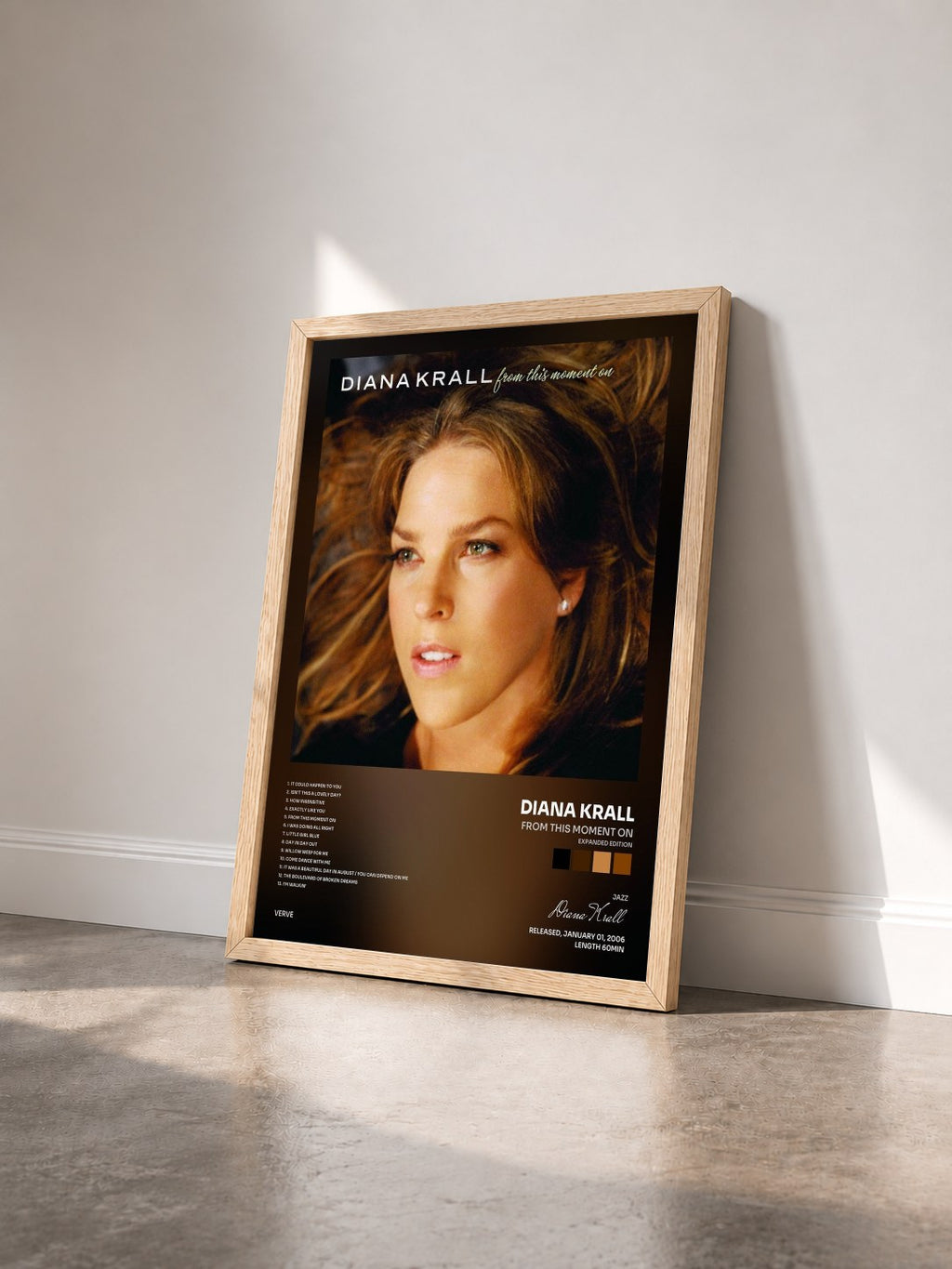 #bois Tableau de l'album From This Moment On (Expanded Edition) de Diana Krall vu de trois quarts, cadre en bois brut